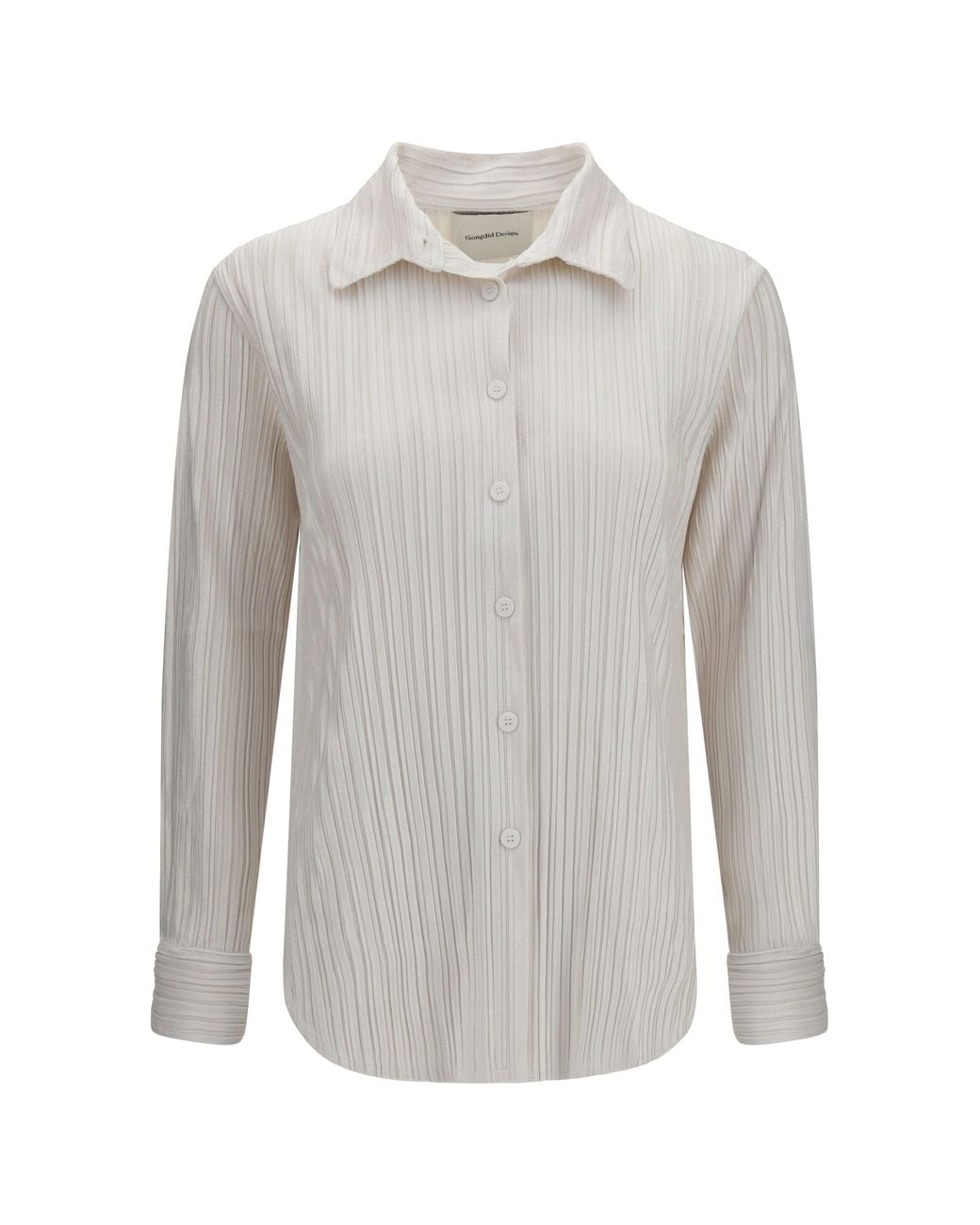 GONGDID DESIGN Gray Fine Striped Velvet-Like Shirt Off