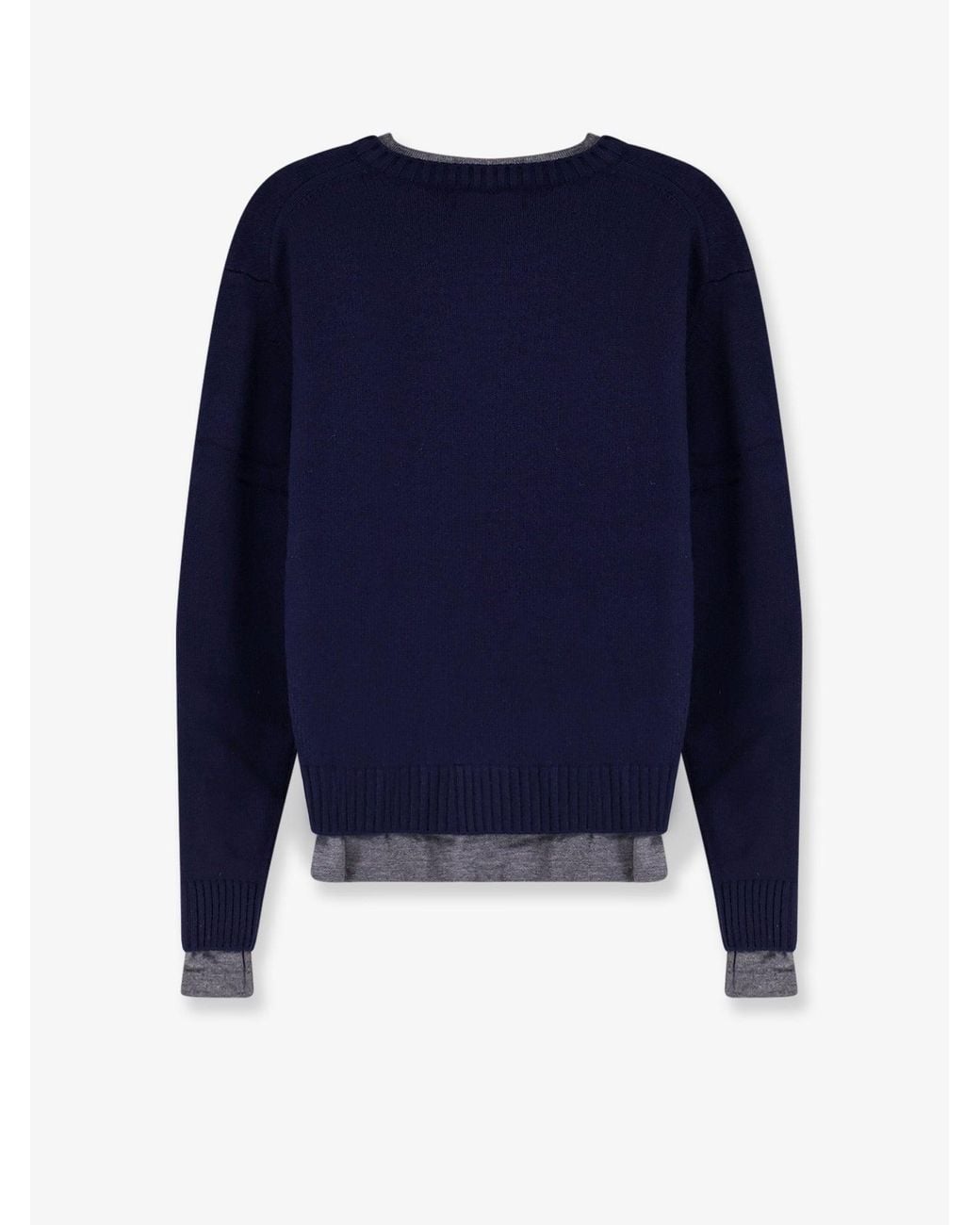 TONYWACK Blue Layered Wool And Cashmere Sweater for men