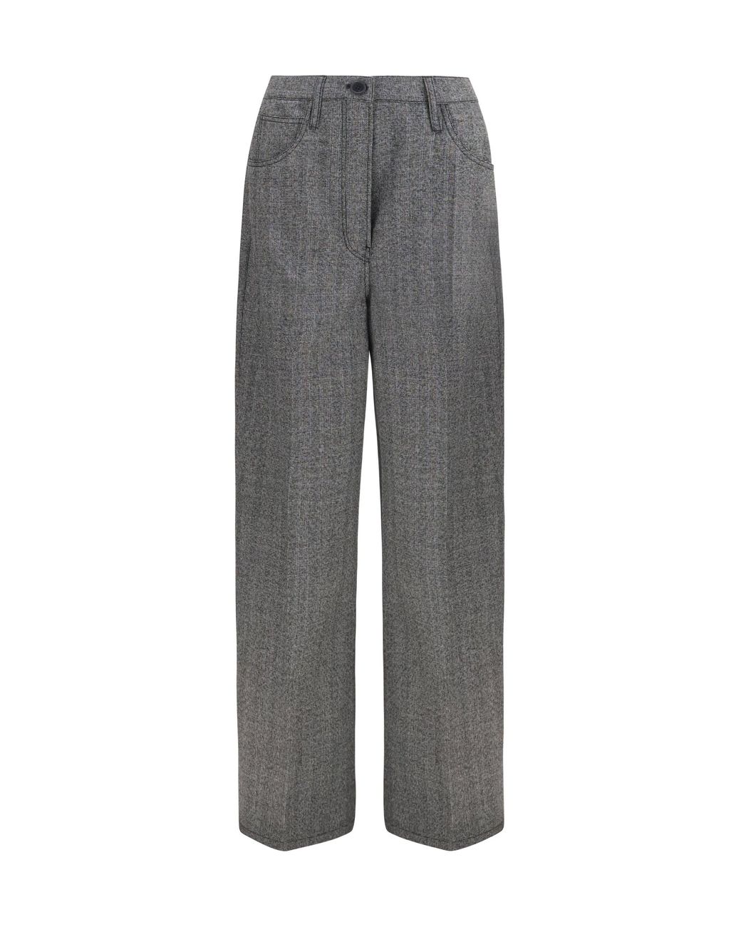 Prada Gray Mouliné Wool Pants