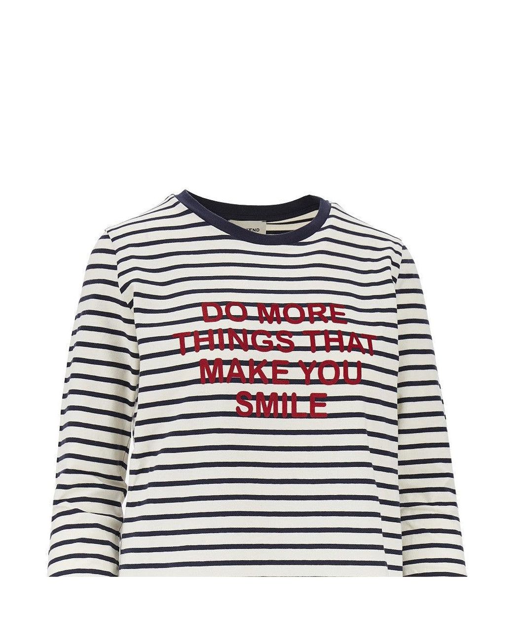 Weekend by Maxmara White Printed Jersey T-Shirt With Striped Motif