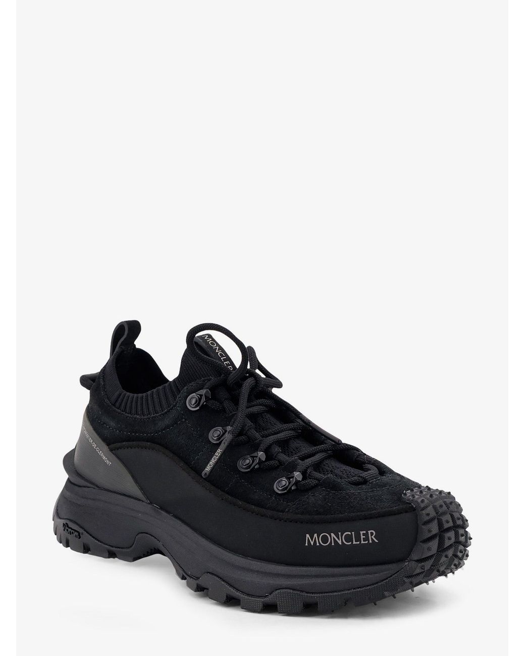 Moncler Black Trailgrip Lite3 Nubuck And Suede Sneakers