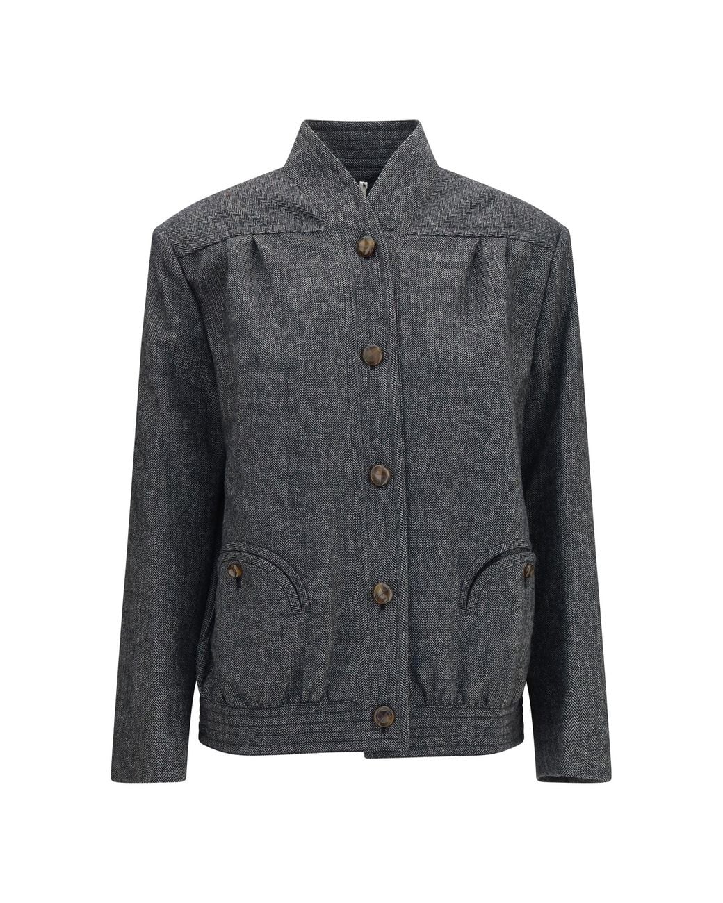 Blazé Milano Gray Blazè Milano Coiba Herringbone Wool Blend Jacket