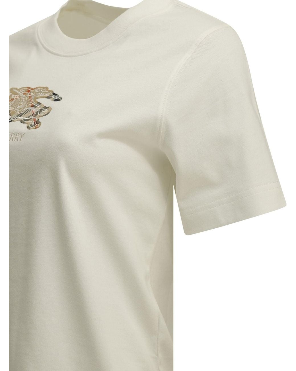 Burberry White Knight Check Crew-Neck T-Shirt