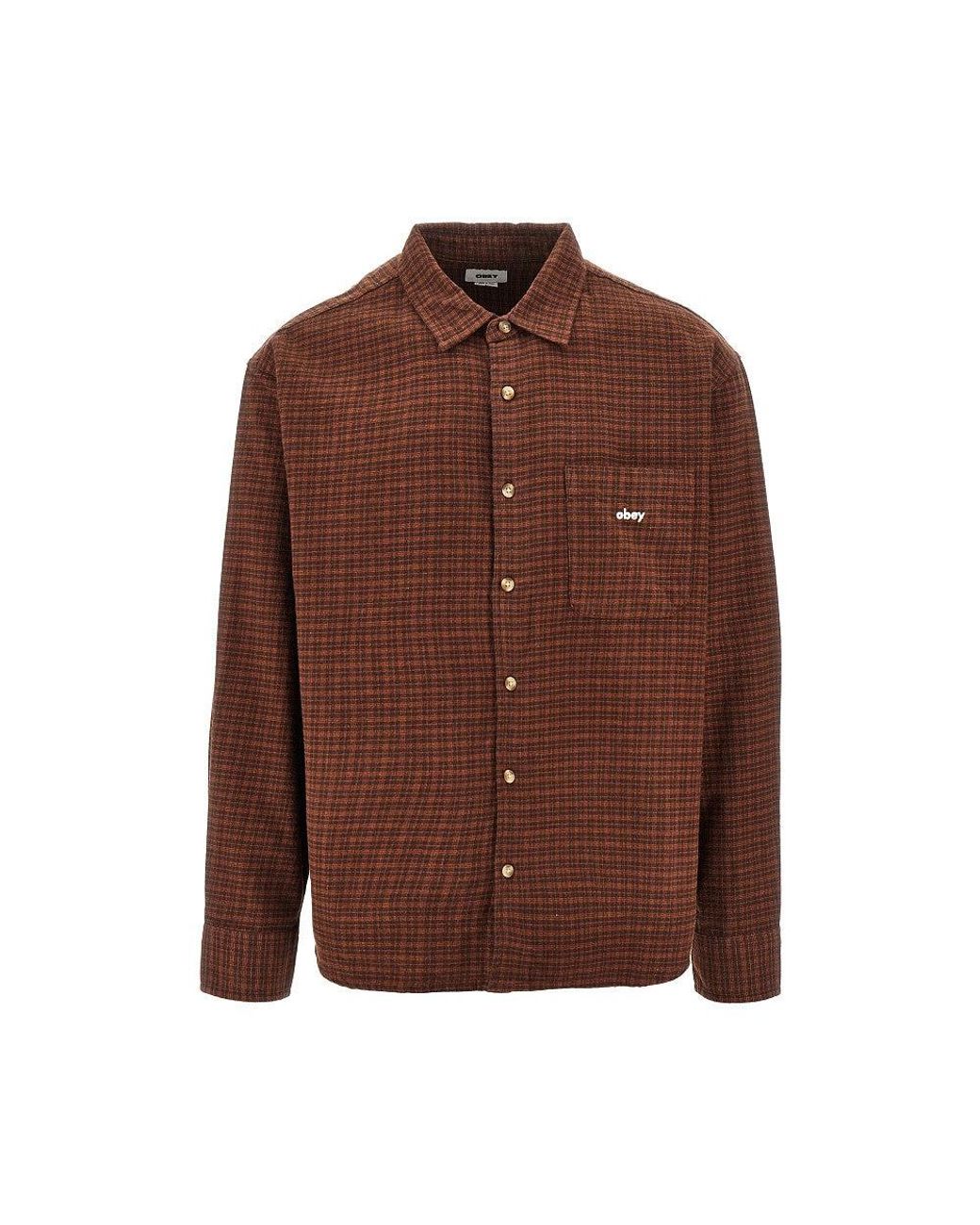 Obey Brown Check Flannel Shirt for men