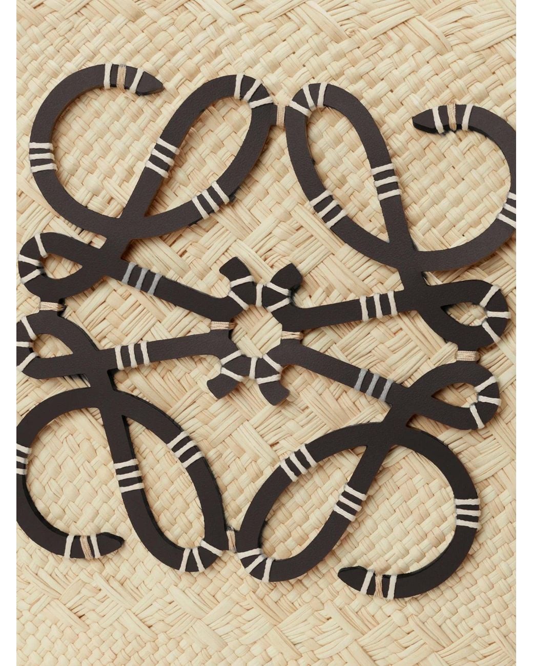 Loewe Natural Paula's Ibiza Anagram Leather And Iraca Palm Bag