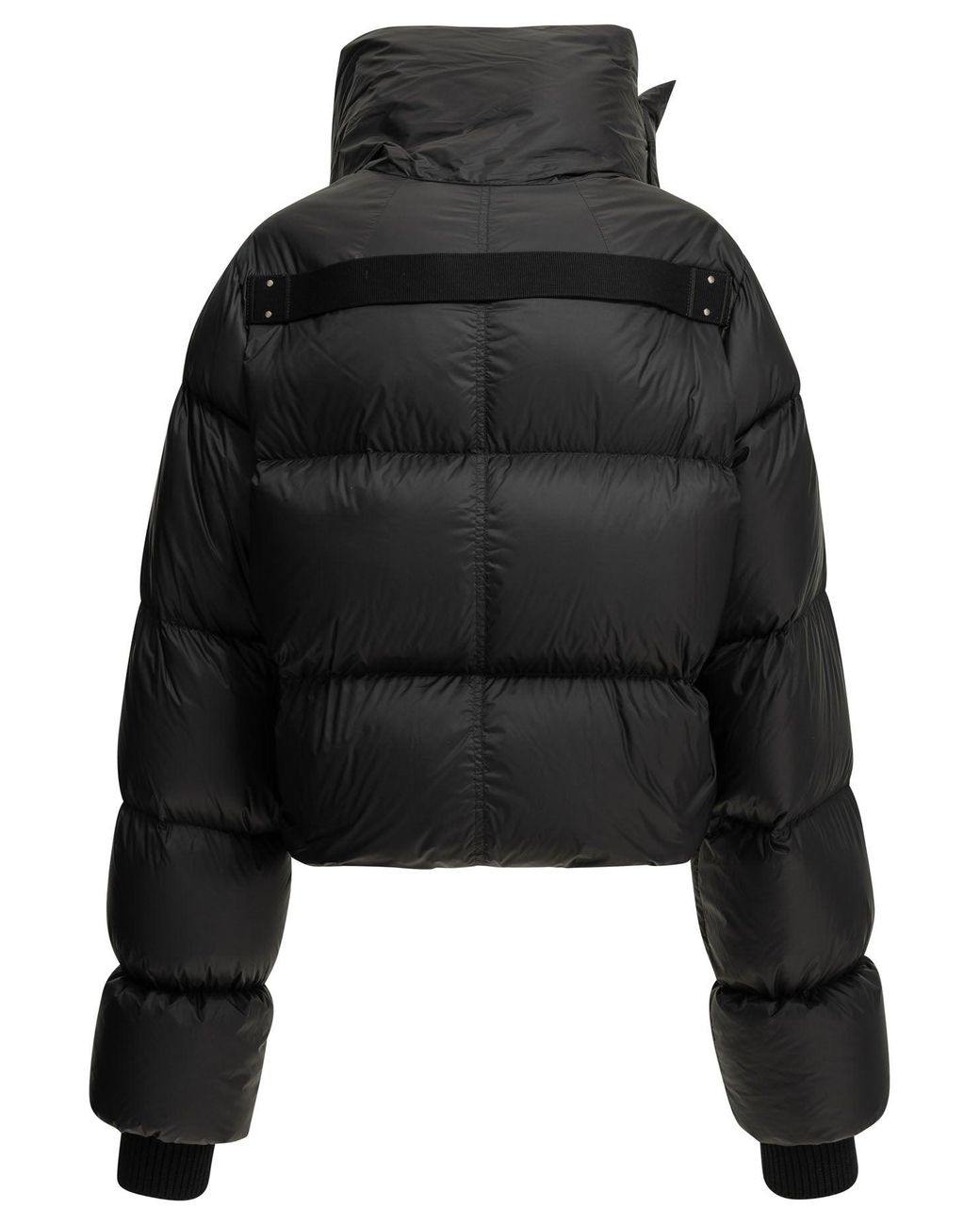 Rick Owens Black Funnel Neck Short Down Jacket