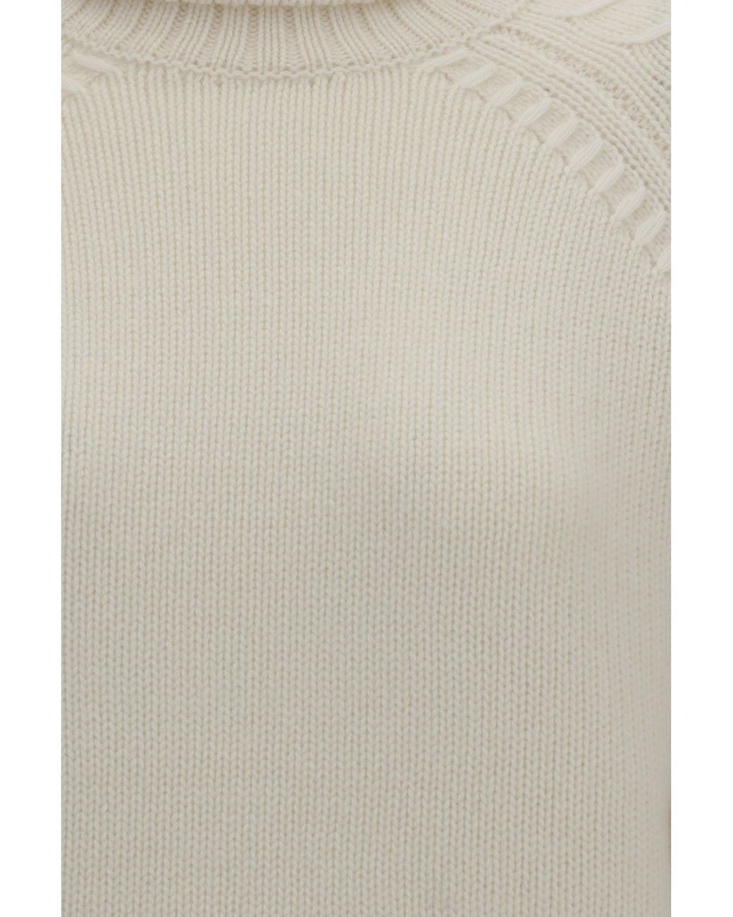 P.A.R.O.S.H. White Turtleneck Cashmere Sweater