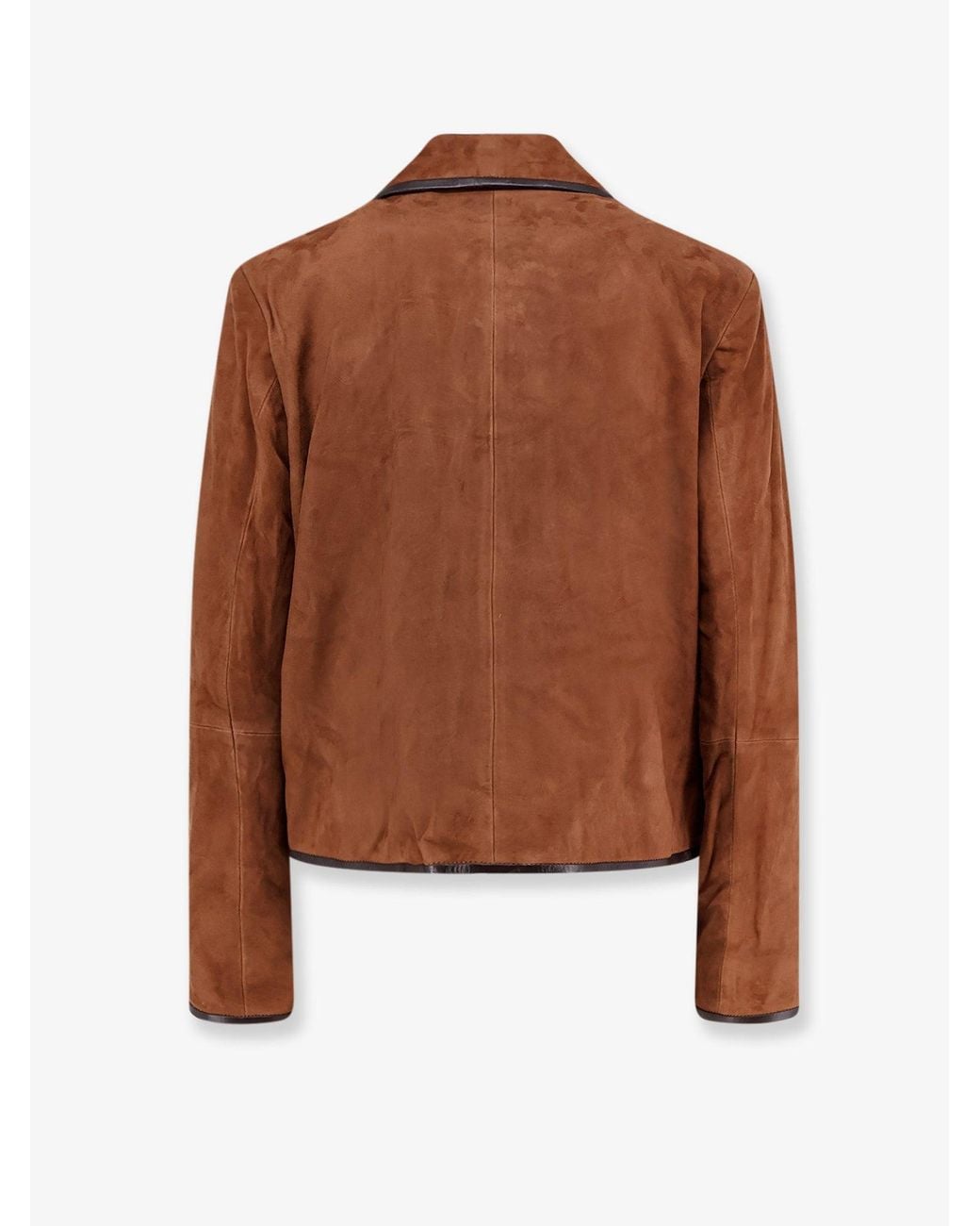 Arma Brown Yasmine Suede Jacket With Leather Trim