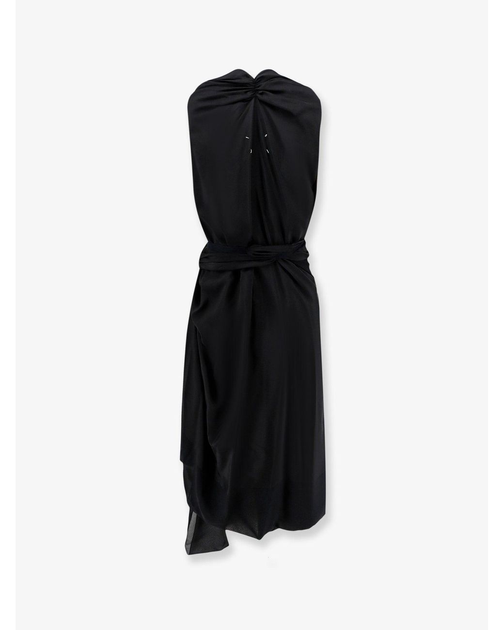 Maison Margiela Black Draped Wrap-Style Midi Dress