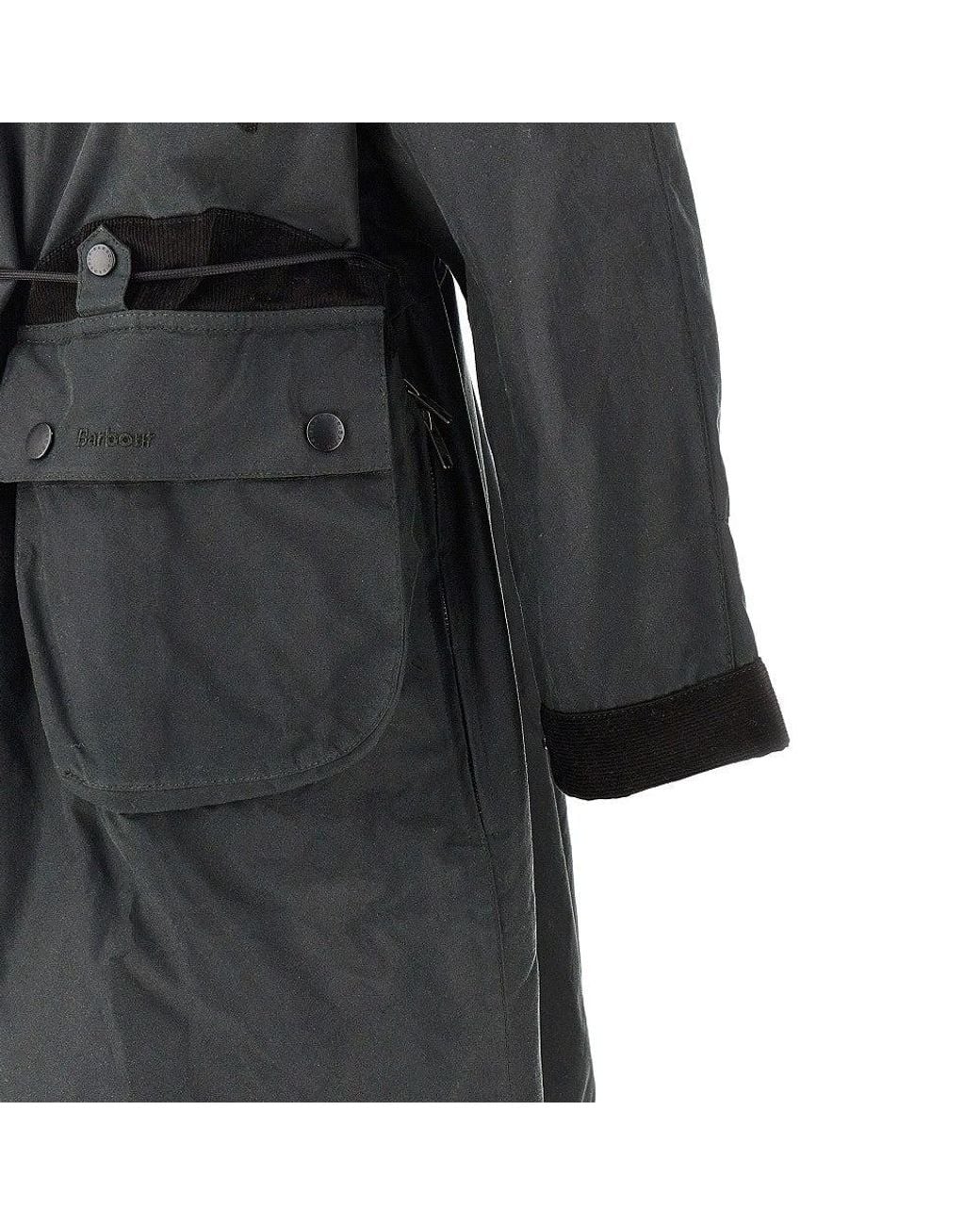 Barbour X Norbit Black Waxed Cotton Long Jacket for men