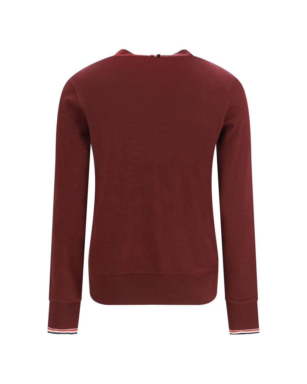 Thom Browne Red V-Neck Merino Wool Cardigan