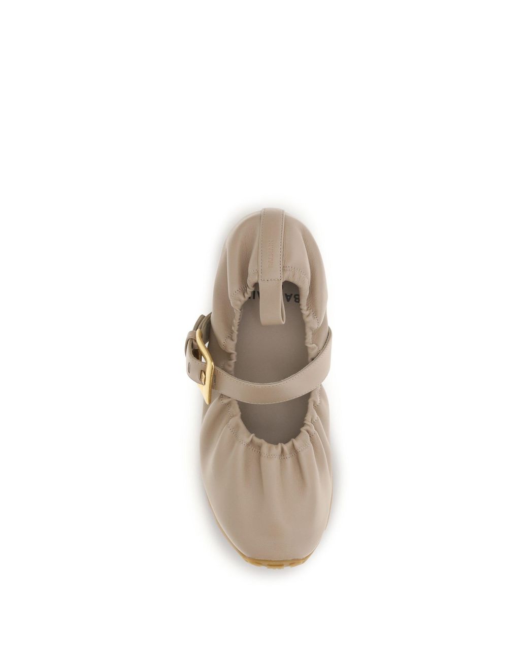 Balmain White Buckle Strap Ballerinas