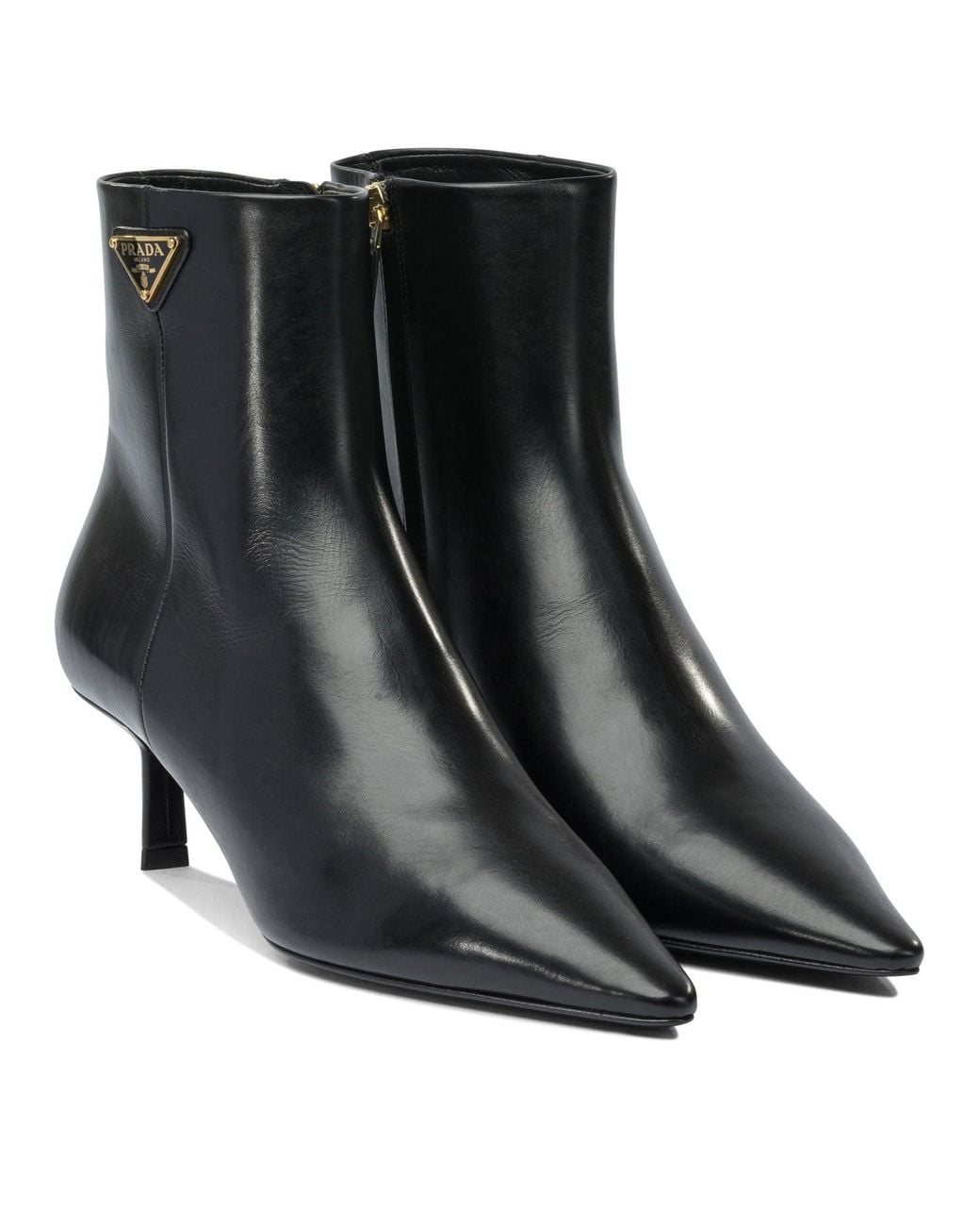 Prada Black Logo Leather Ankle Boots 30 Mm