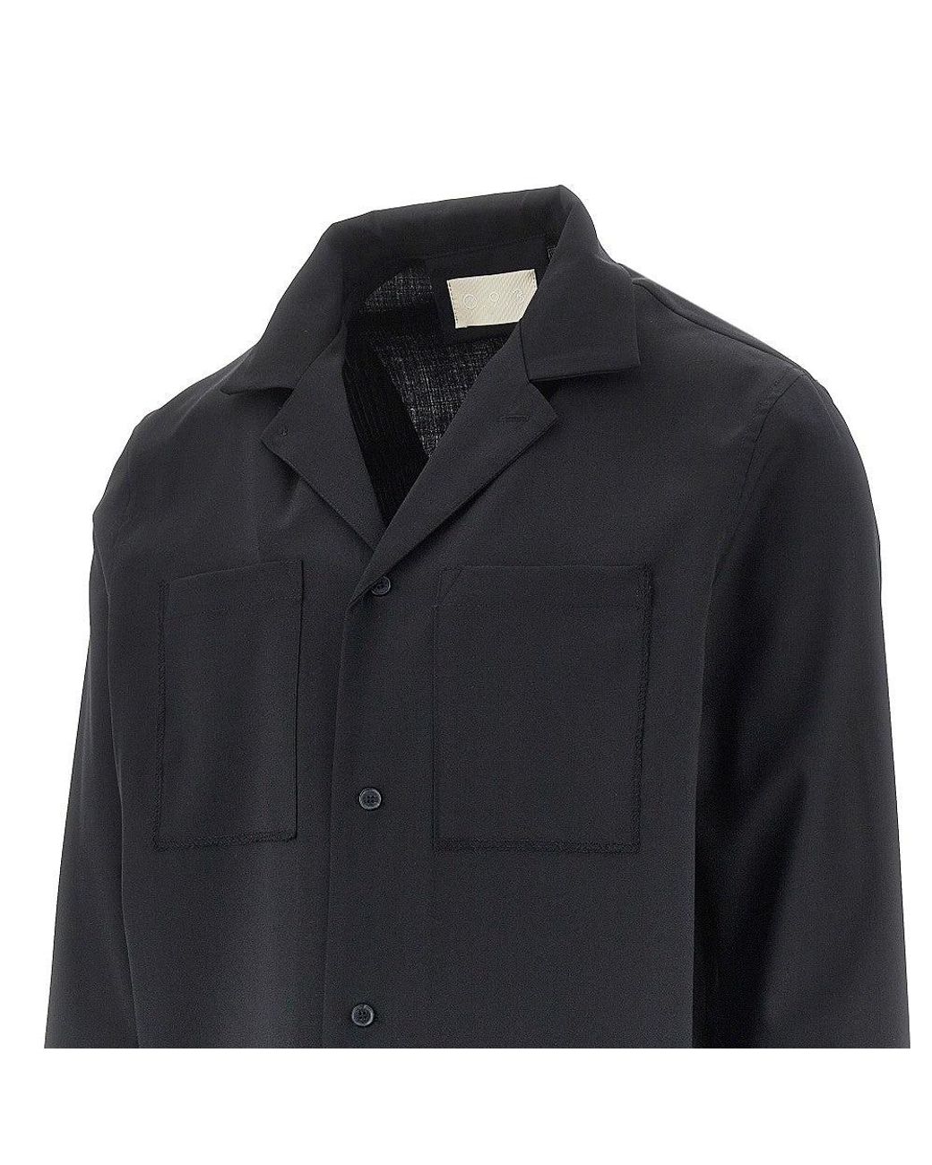 C.9.3 Blue Wool-Blend Shirt With Bowling Collar for men