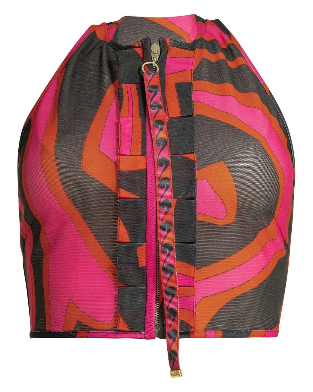 Emilio Pucci Red Marmo Fuchsia Polyamide Elastan Crop Top