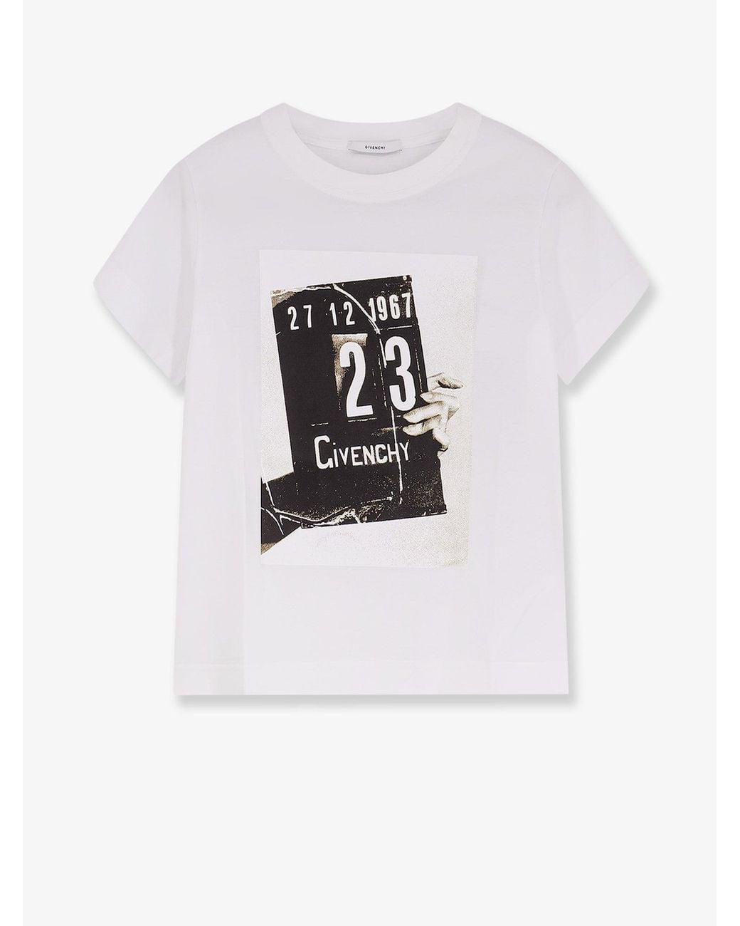 Givenchy White Cotton T-Shirt With Print On The Front