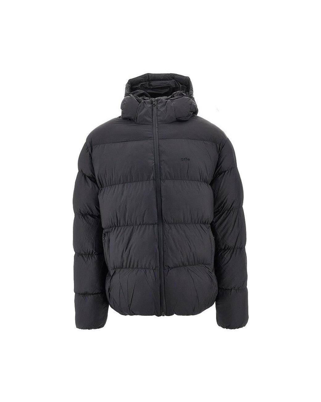 Arte' Black Hooded Puffer Jacket for men