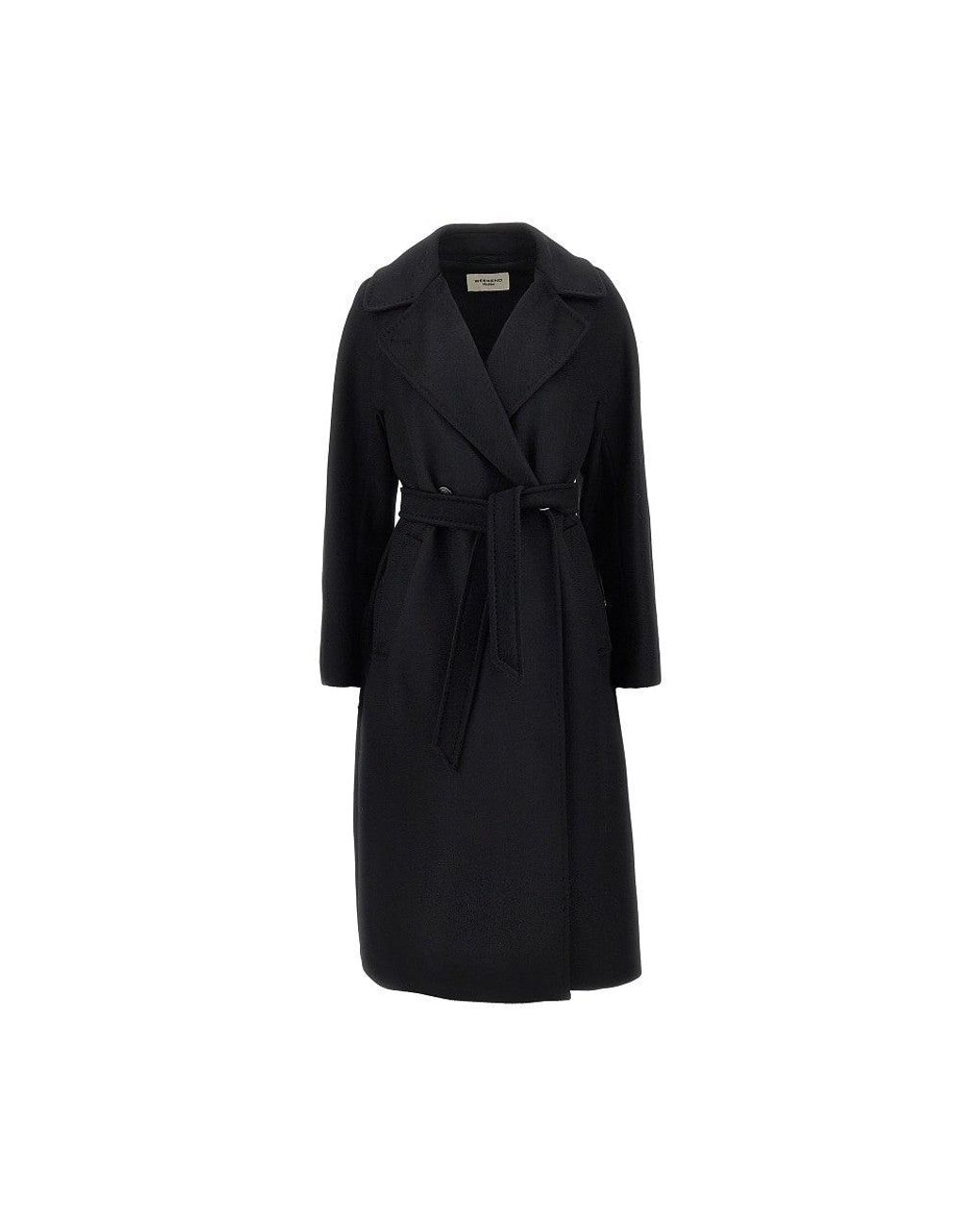 Weekend by Maxmara Blue Wool-Blend Robe Coat With Belt