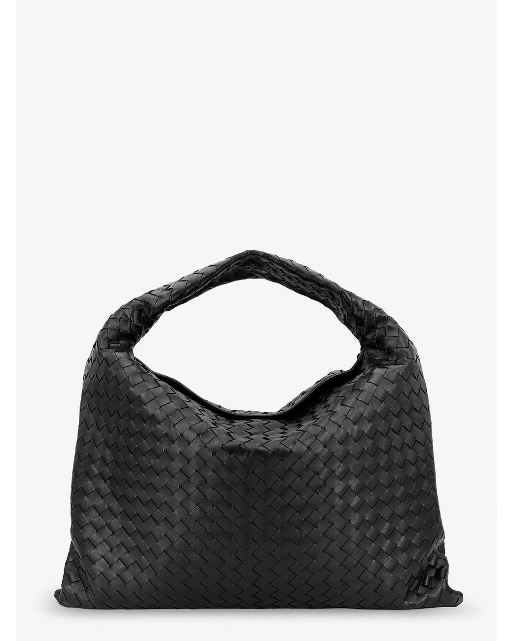 Bottega Veneta Black Hop Hobo Leather Shoulder Bag With Intreccio Pattern
