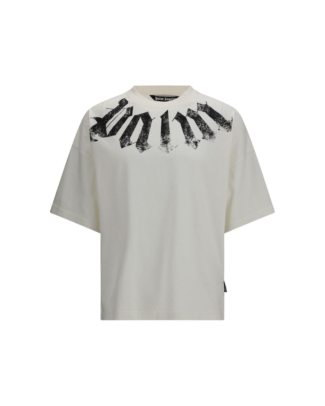 Palm Angels Gray Big Neck Logo T-Shirt for men