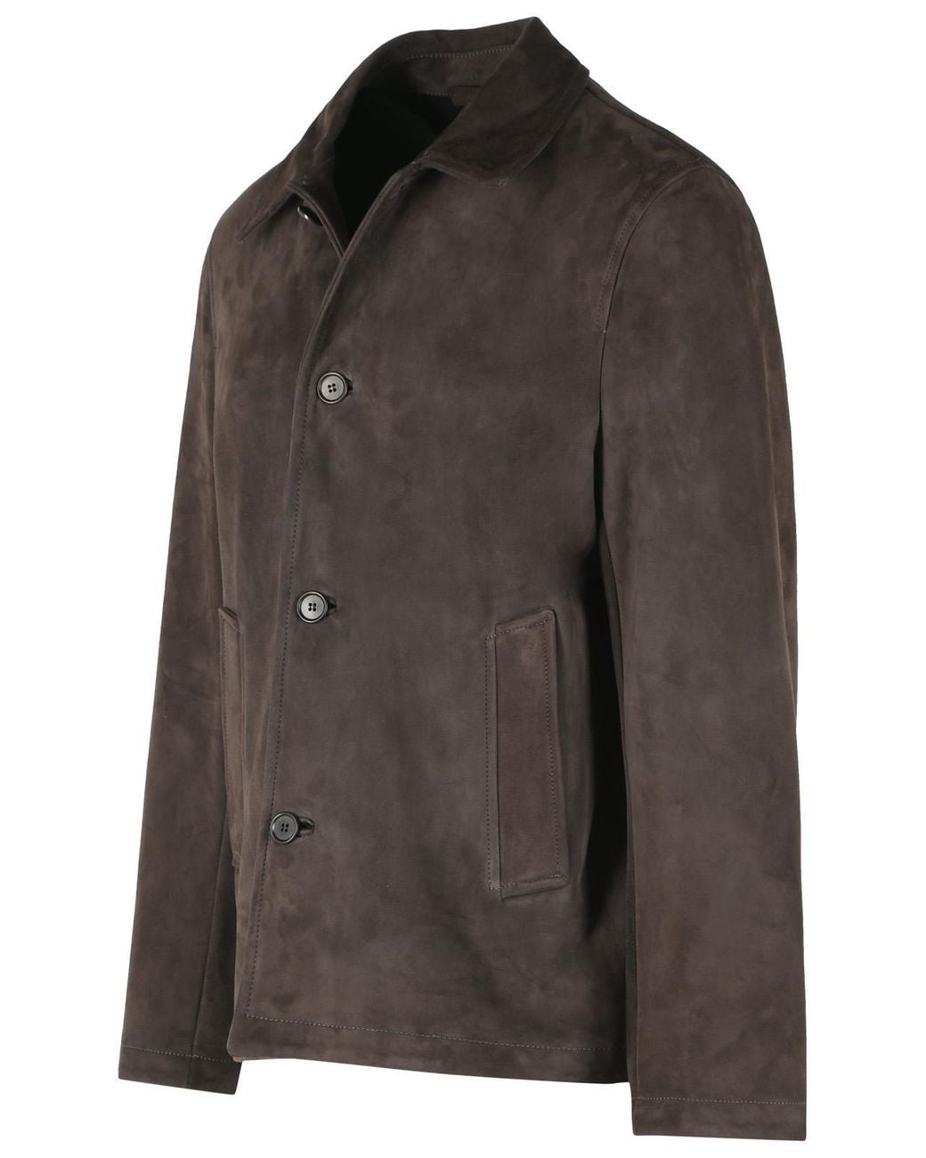 Salvatore Santoro Gray Dark Suede Jacket With Classic Shirt Collar And Button Closure for men
