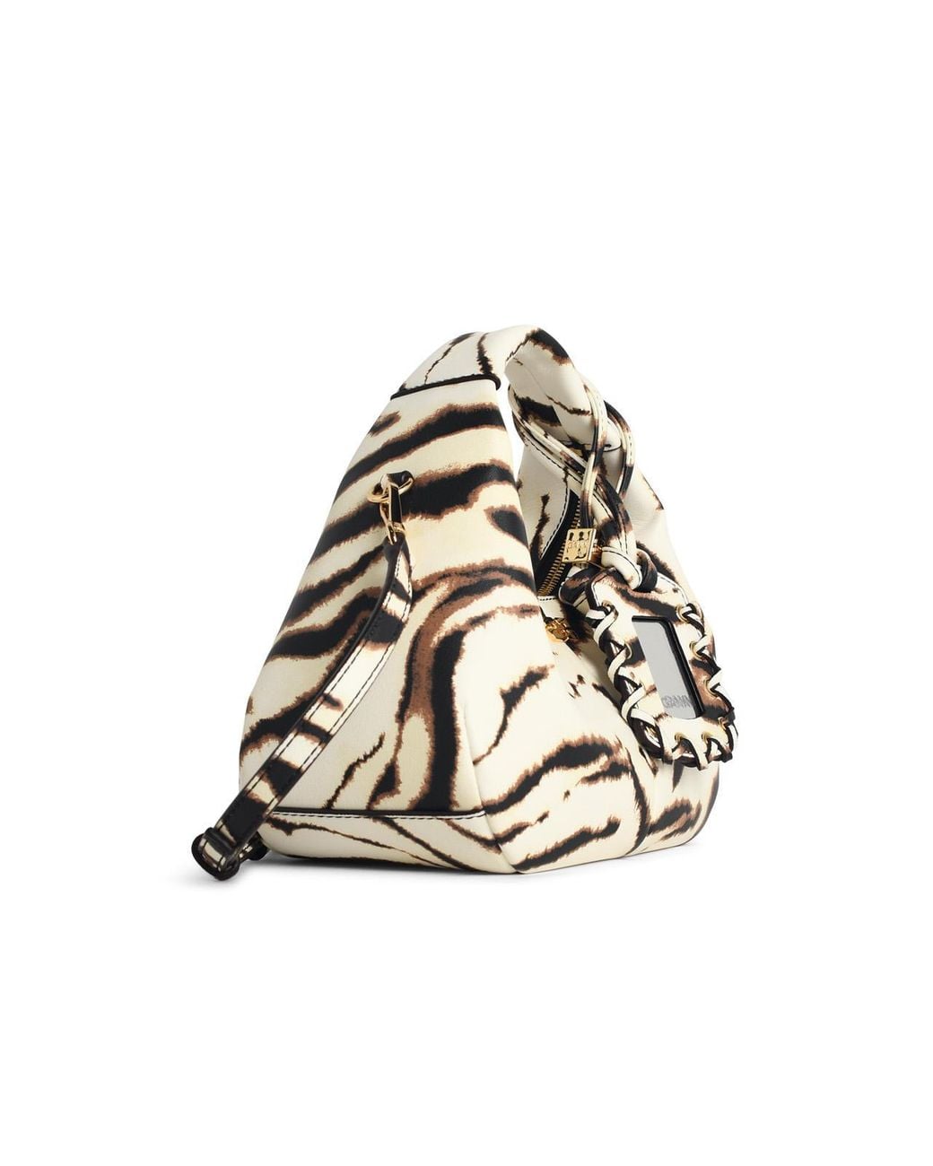 Ganni White Zebra Eco Leather Mini Hobo Bag