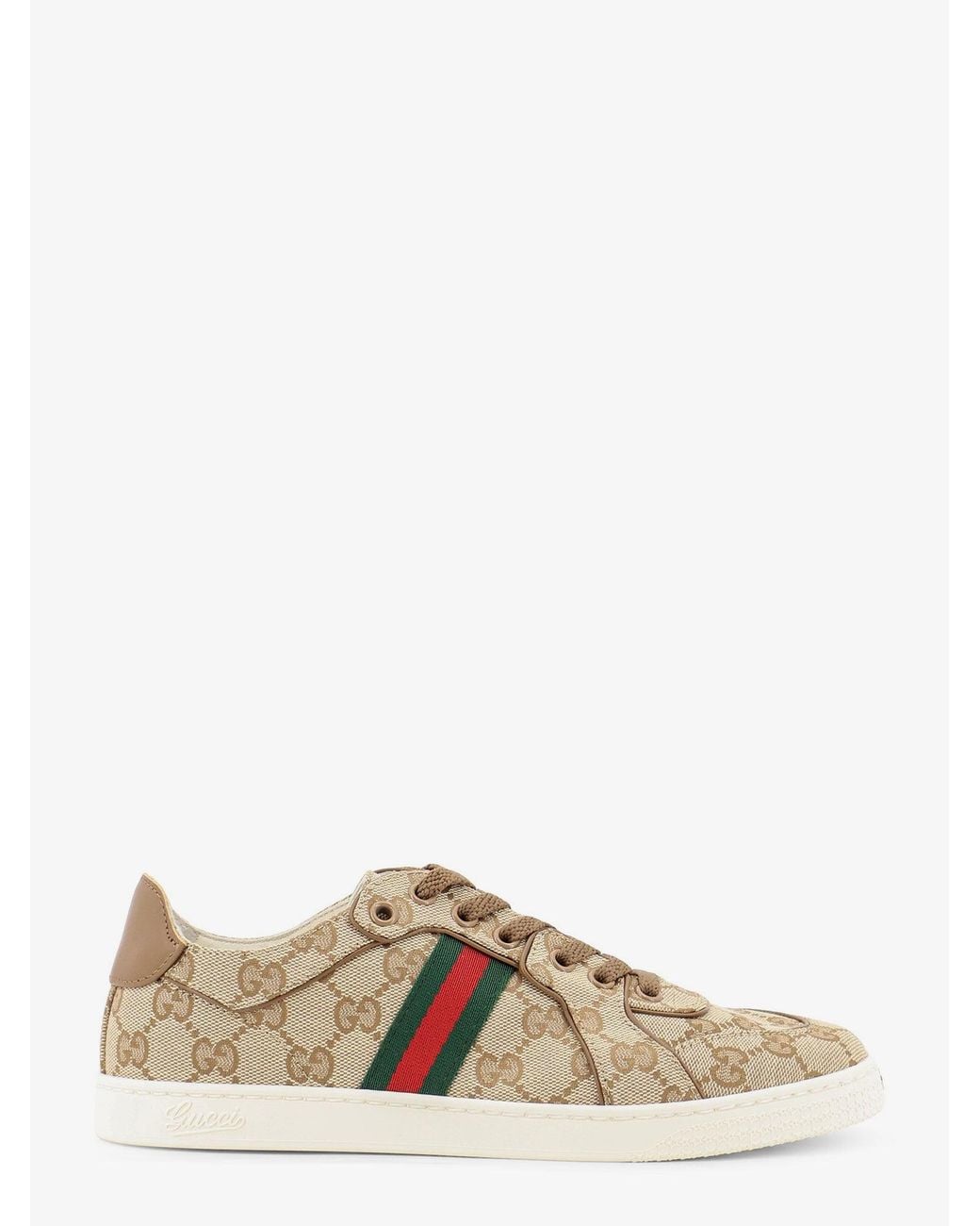 Gucci Natural Stretch Gg Fabric Sneakers With Nastro Web On The Side