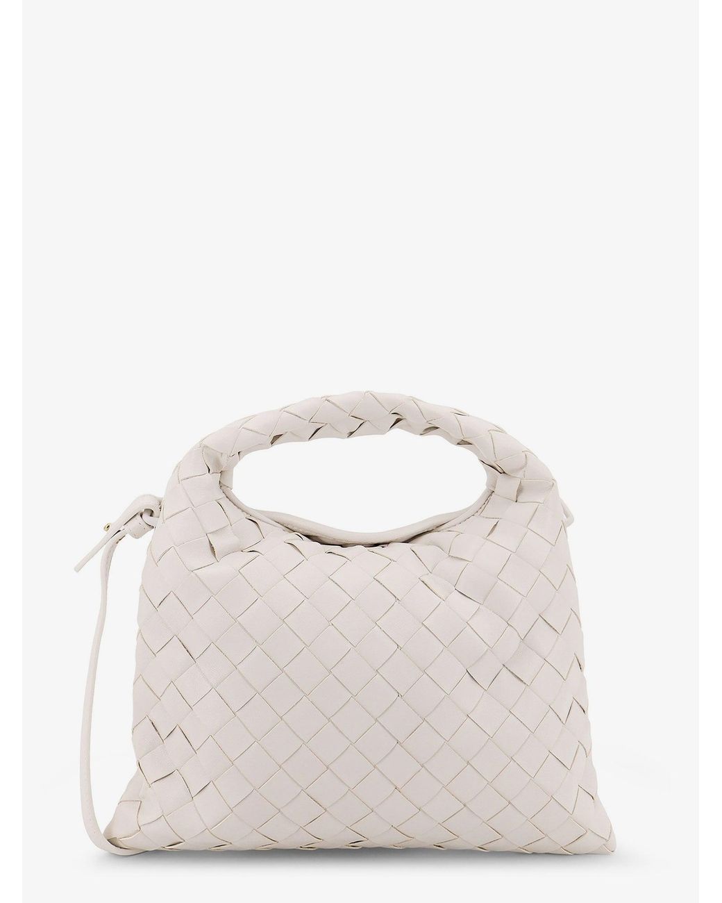Bottega Veneta White Mini Hop Leather Crossbody Bag With Intrecciato Pattern