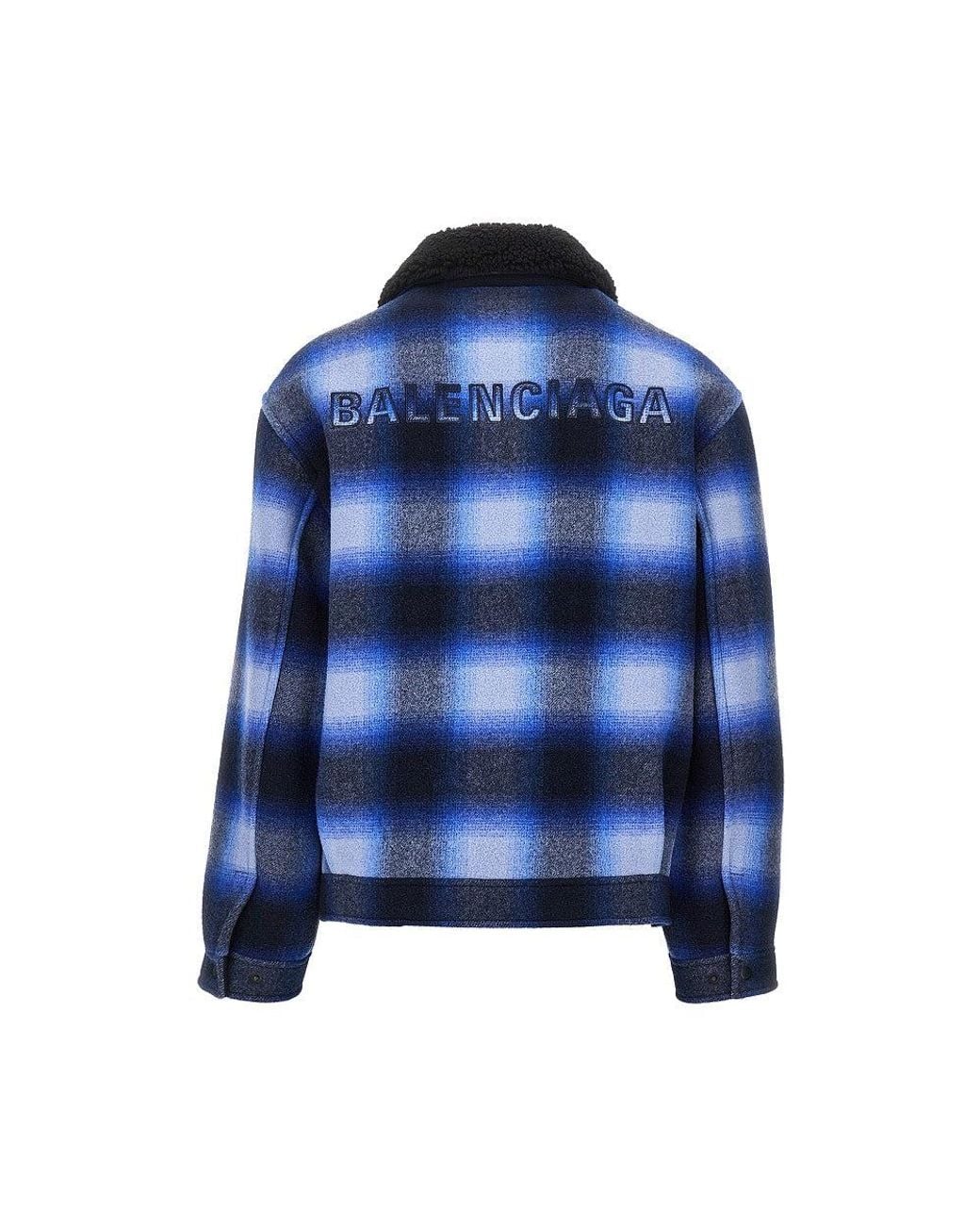 Balenciaga Blue Check Flannel Jacket for men