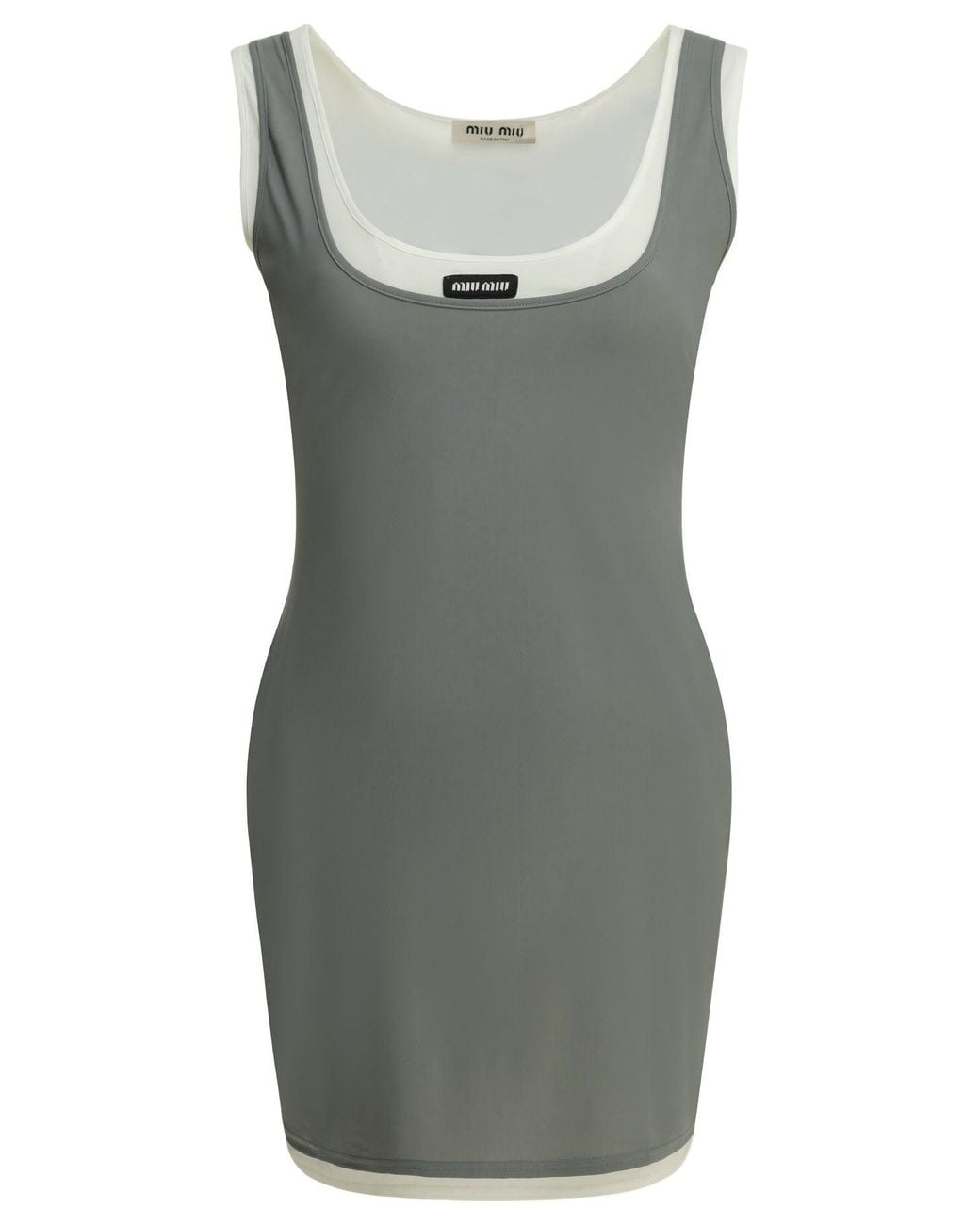 Miu Miu Gray Stretch Jersey Short Dress