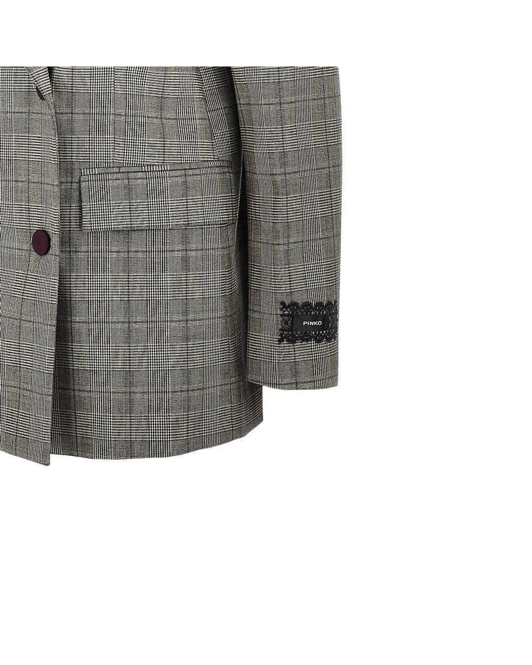 Pinko Gray Prince Of Wales Double-Breasted Jacket