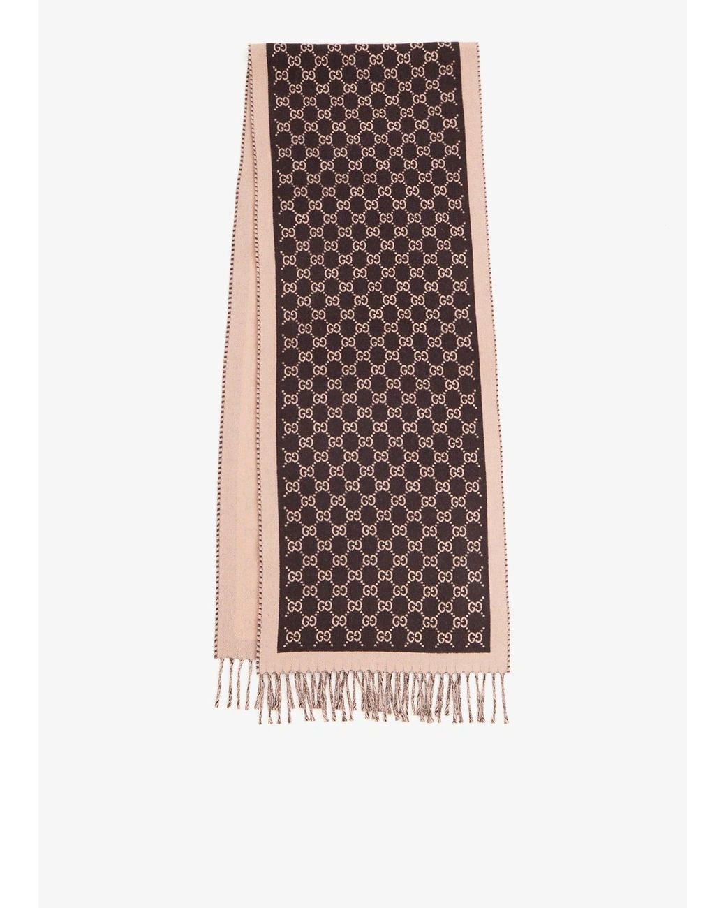 Gucci Brown Gg Wool Scarf for men