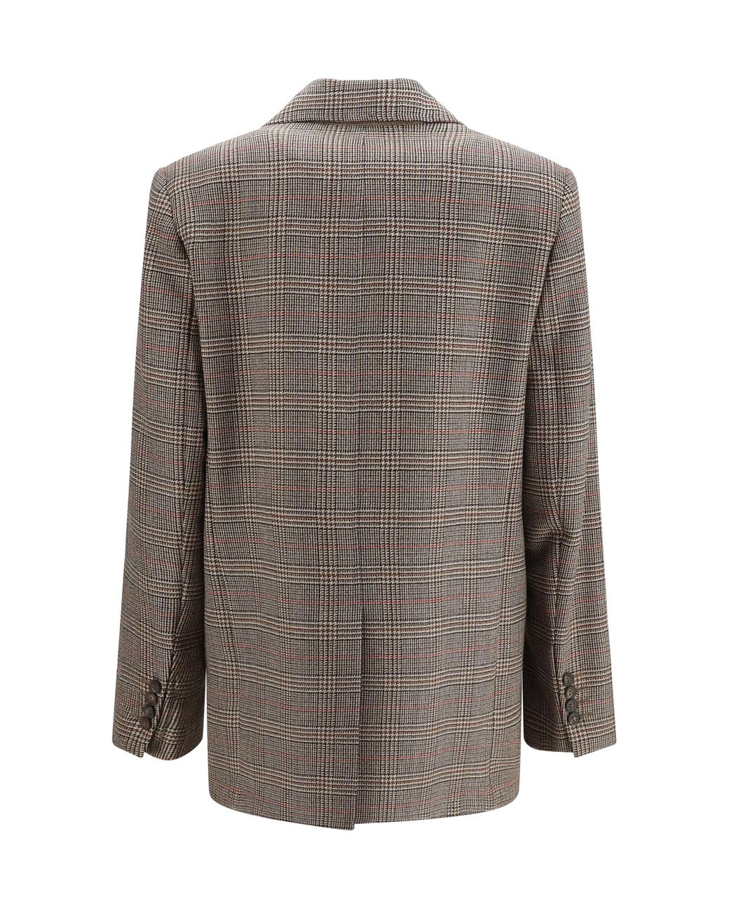 Max Mara Brown Checked Pattern Wool Blazer