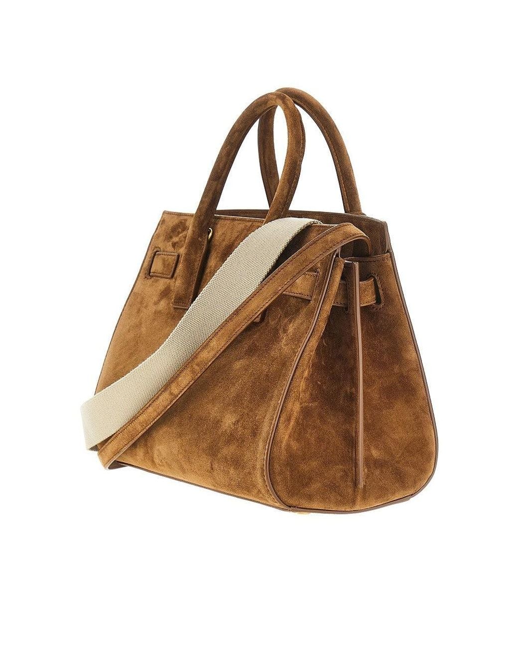 Saint Laurent Brown Small Sac De Jour Suede Leather Bag