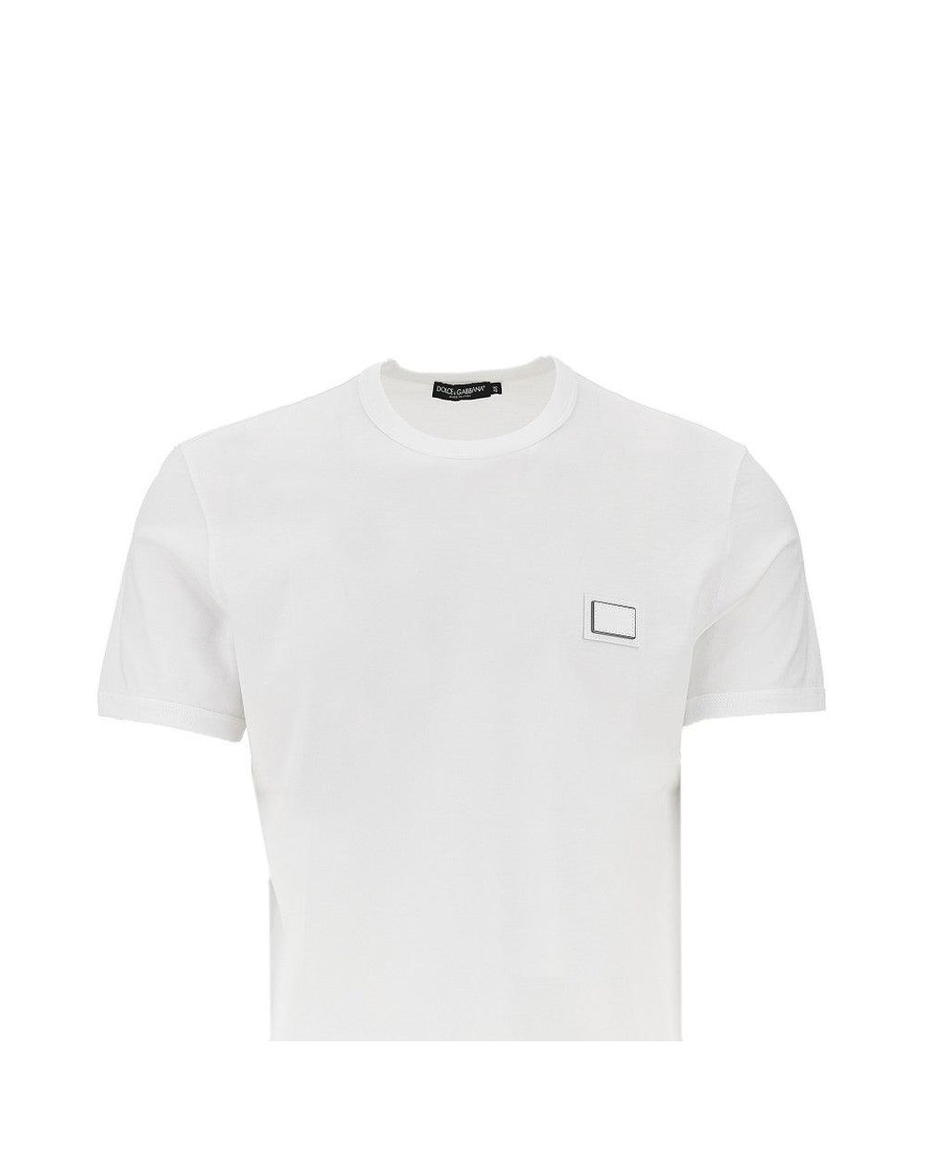 Dolce & Gabbana White Dolce&Gabbana Logo Plate T-Shirt for men