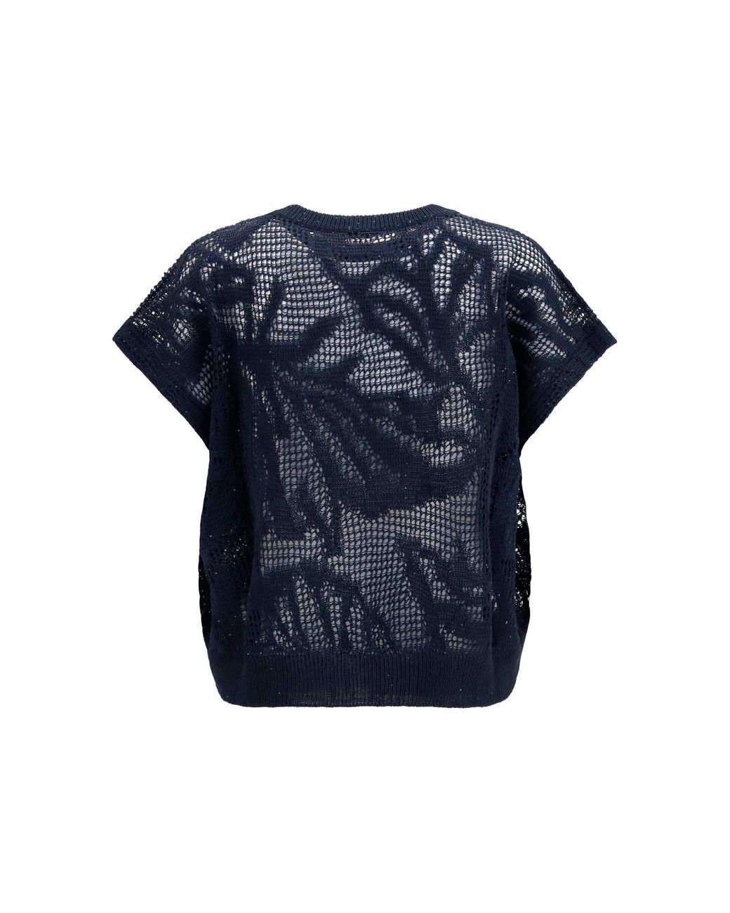 Brunello Cucinelli Blue T-Shirt Dazzling Water Lillies Linen T-Shirts & Jerseys