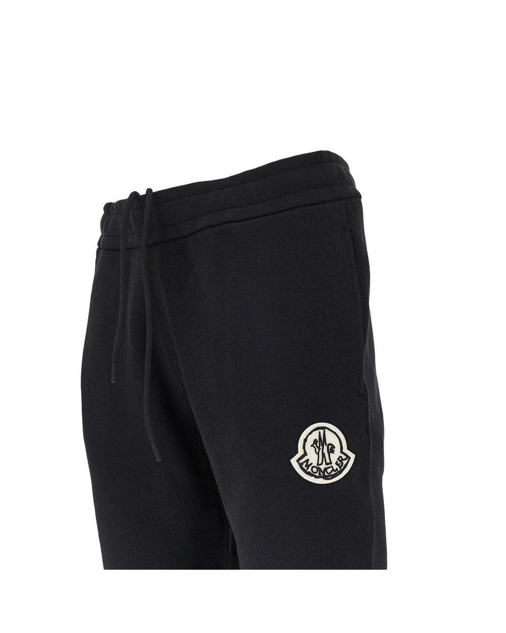 Moncler Black Sweatpants With Felt Logo Patch for men