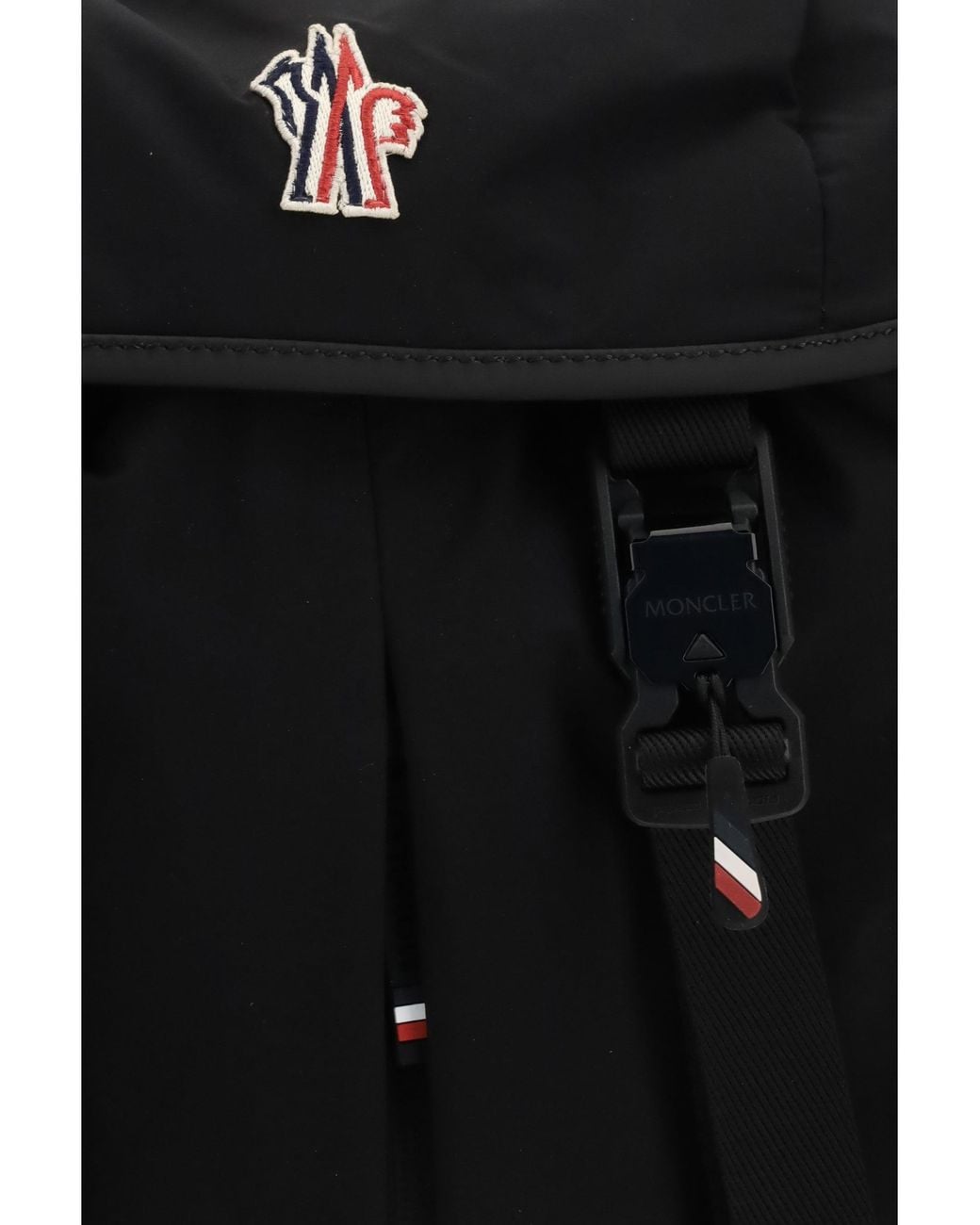 Moncler Black Leather-Trimmed Backpack for men