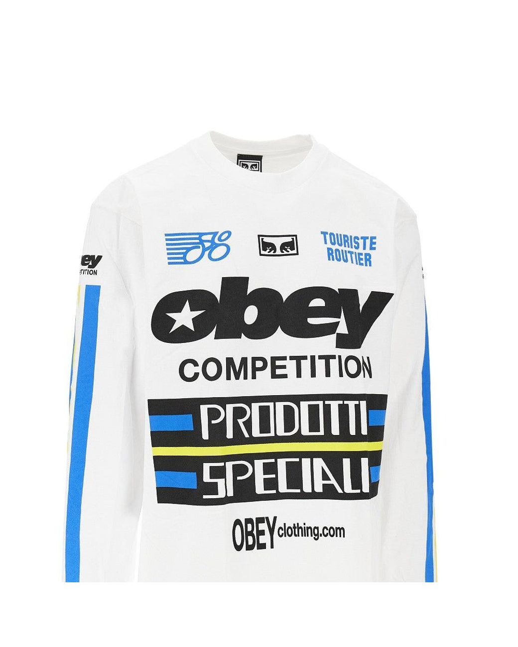 Obey White 'Competition Classic Ls' Cotton T-Shirt for men