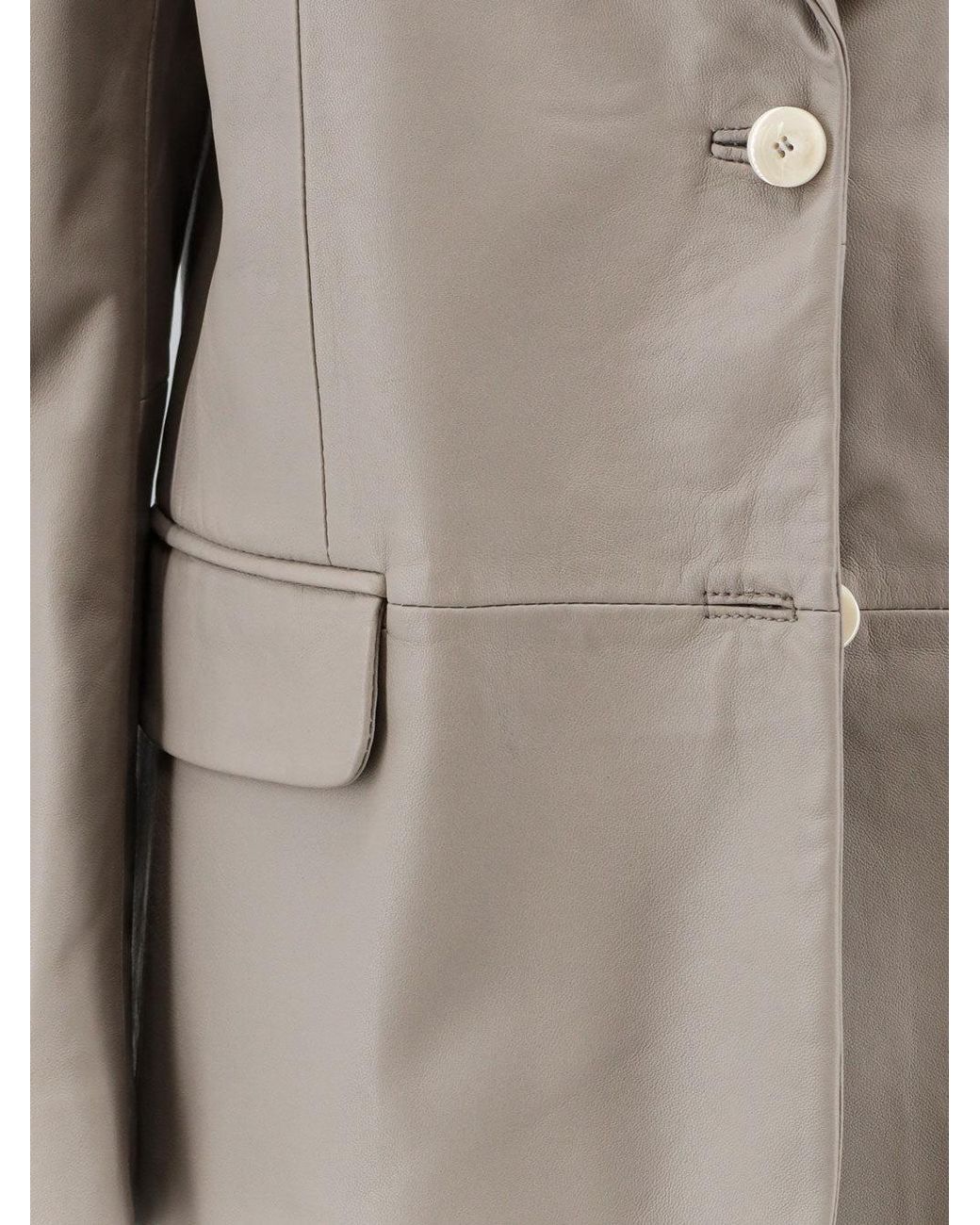 Alysi Gray Leather Blazer