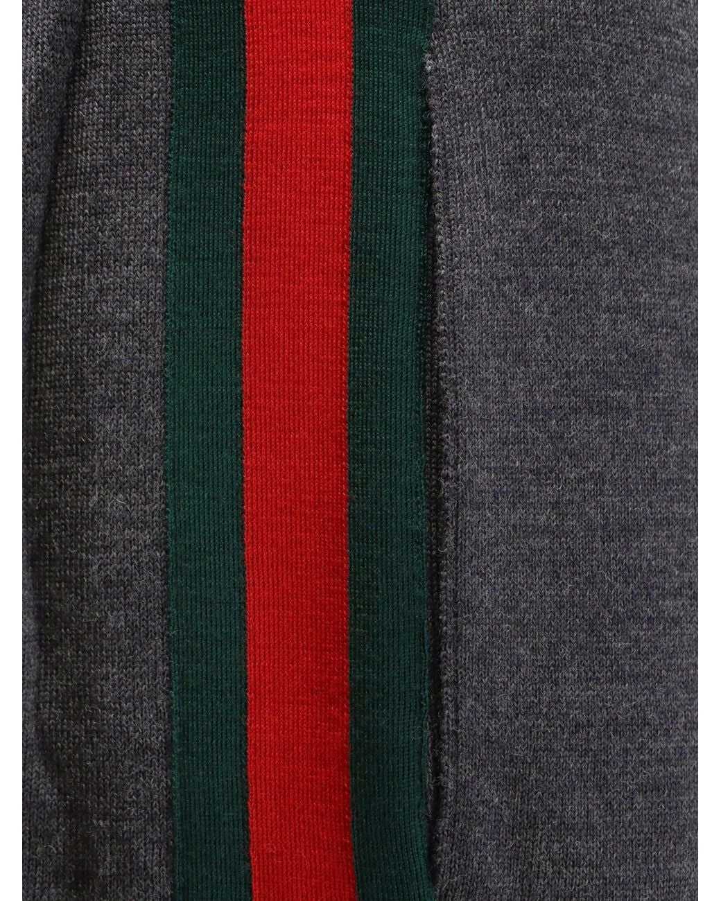 Gucci Blue Wool Leisure Trousers With Web Insert for men