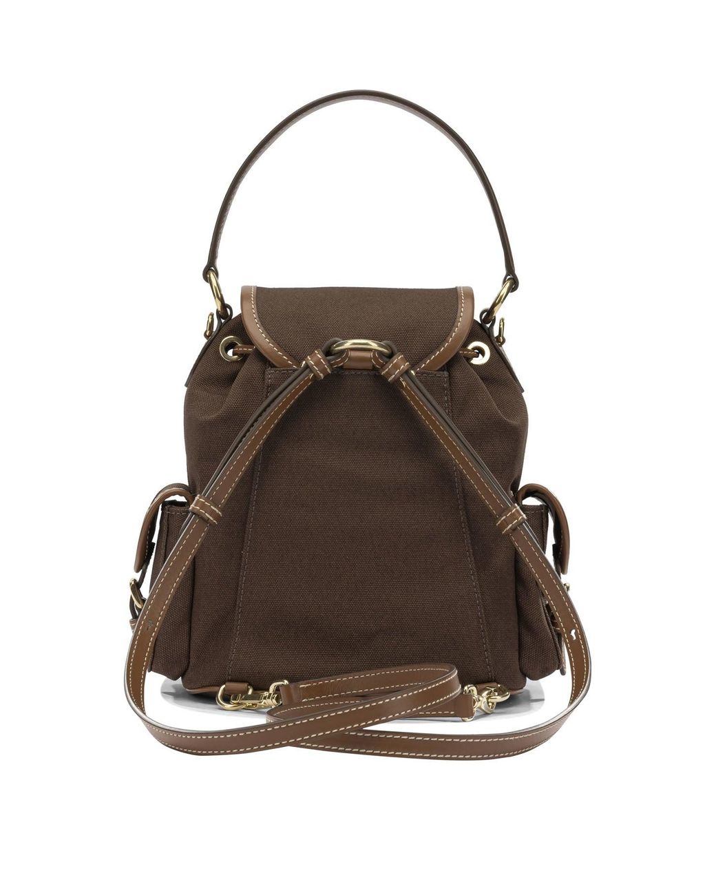 Miu Miu Brown Canvas And Leather Backpack
