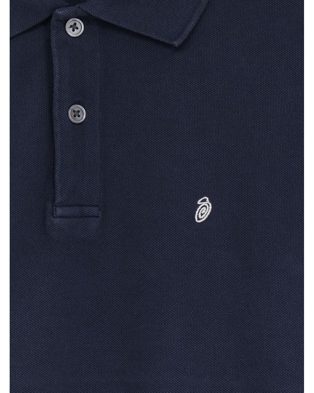 Stussy Blue Classic Cotton Polo Shirt for men