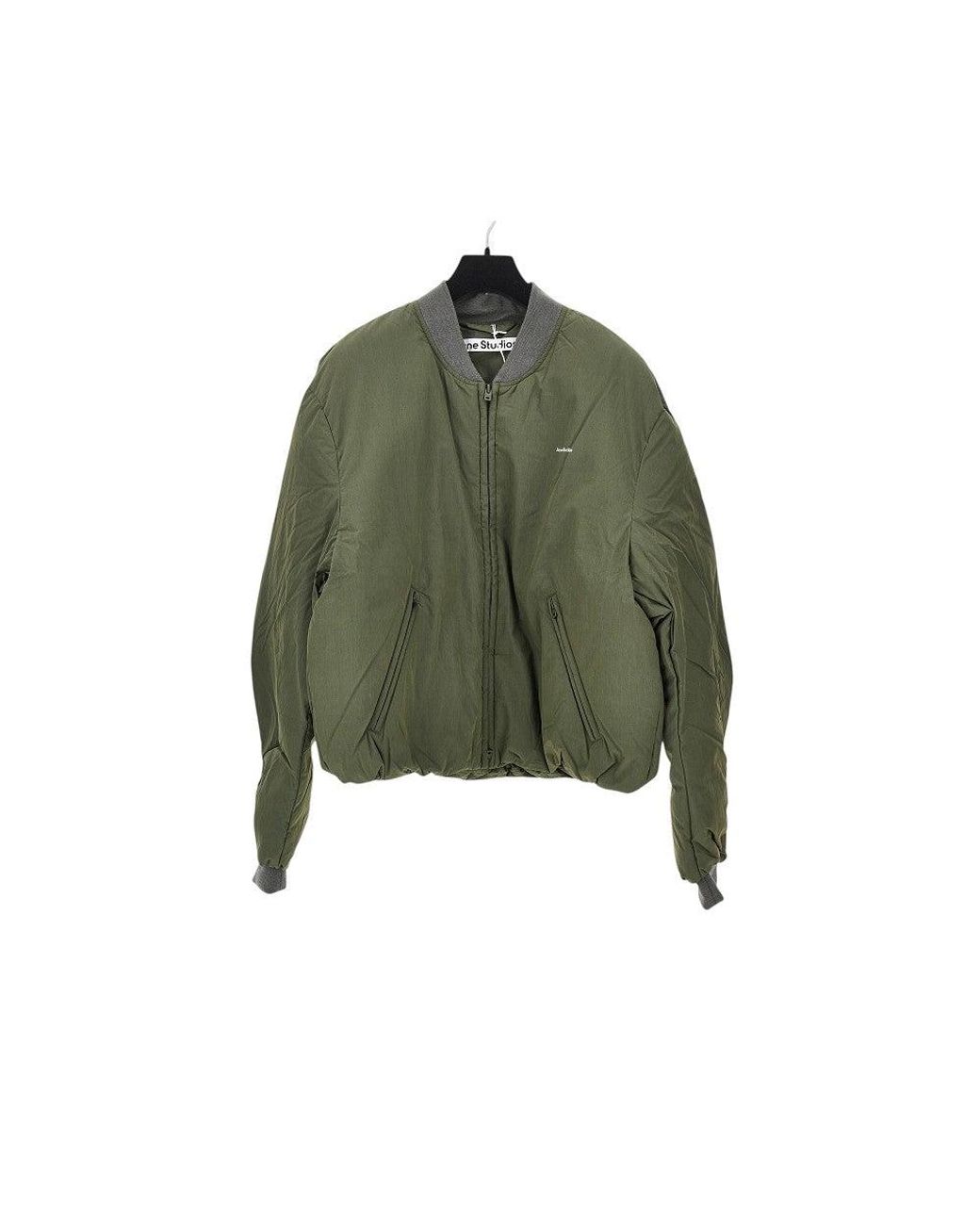 Acne Green Tech Poplin Bomber Jacket for men