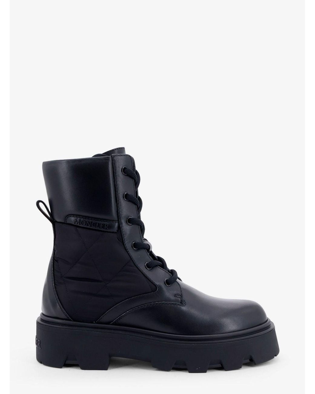 Moncler Blue Aurea Leather And Nylon Boots