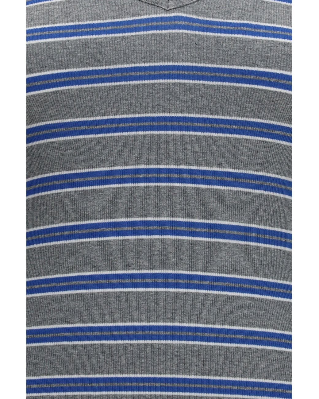 Ganni Blue Ribbed V-Neck Long-Sleeve T-Shirt Strong