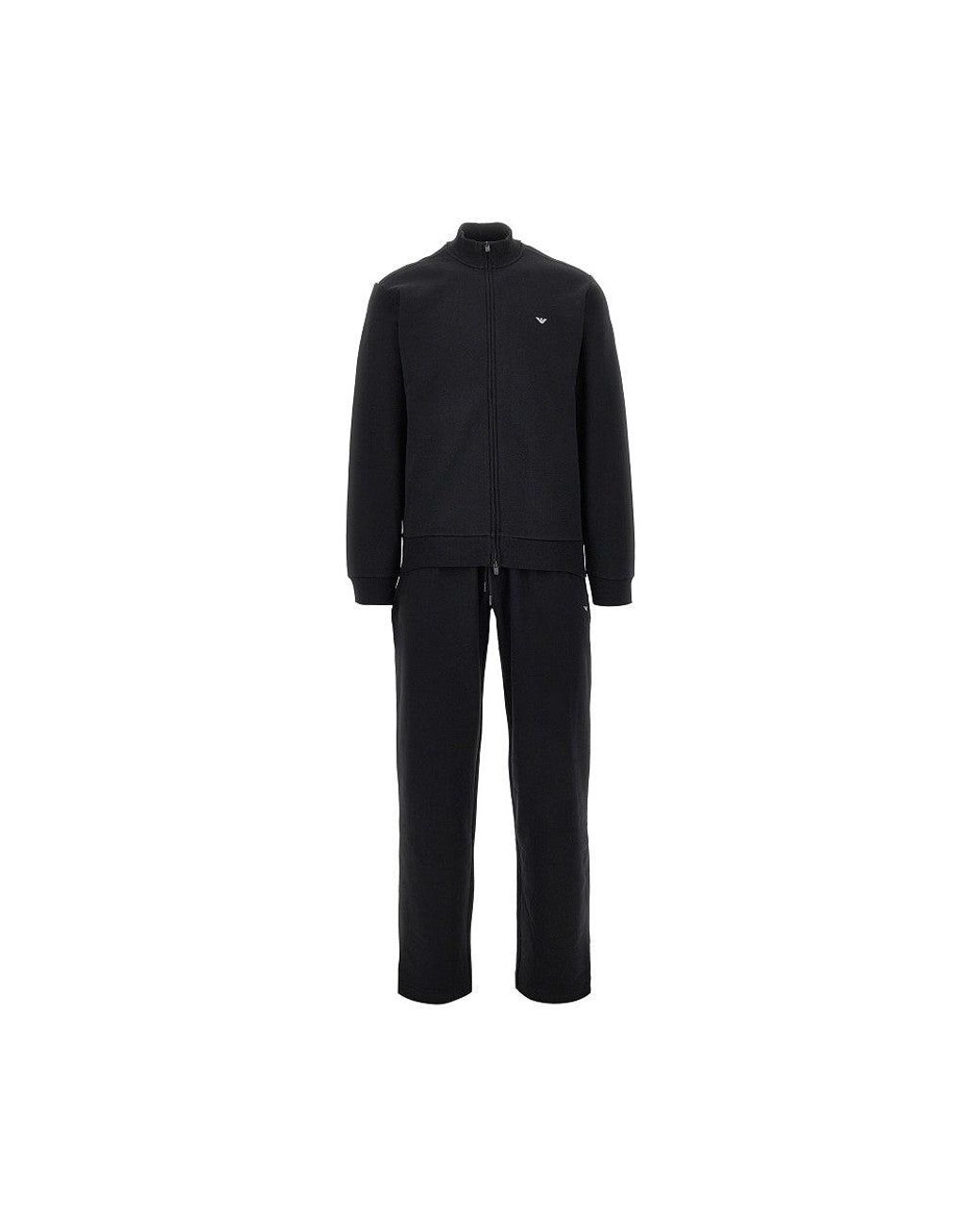 EA BODYWEAR Black Cotton Tracksuit With Embroidery for men