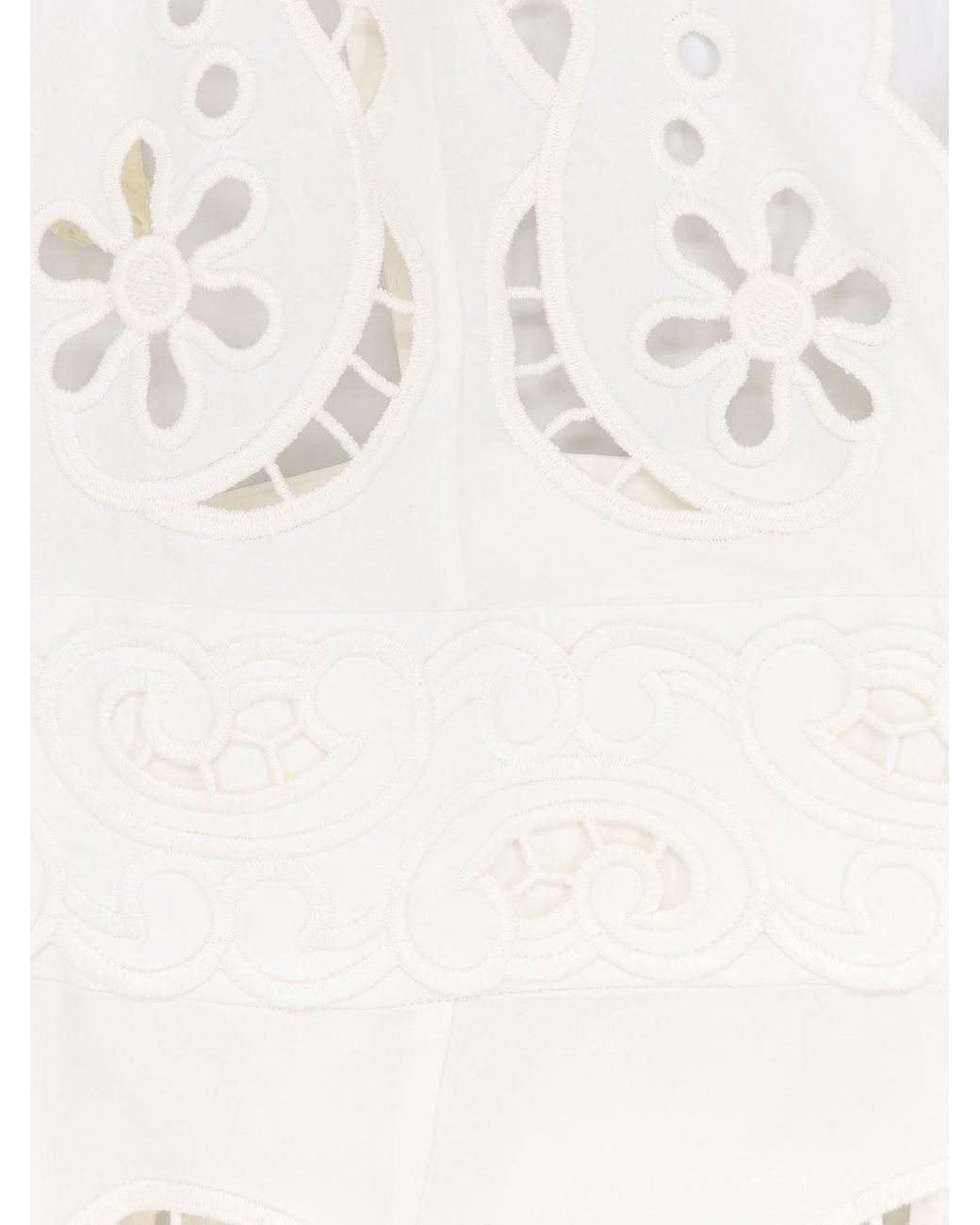Dolce & Gabbana White Poplin Mini Dress With Cut Out Embroidery