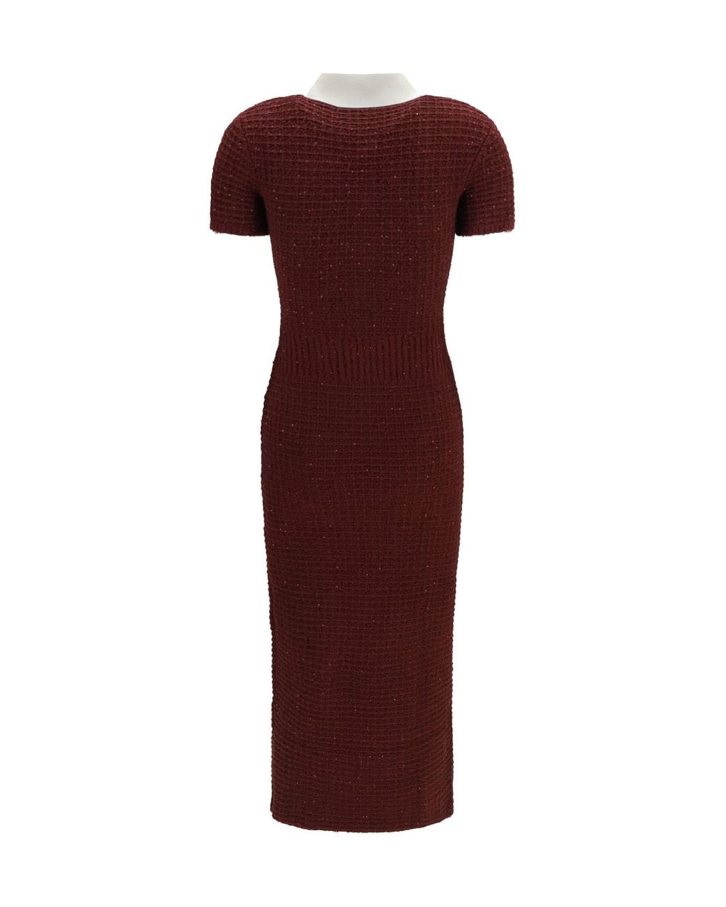 Self-Portrait Red Knit Midi Dress