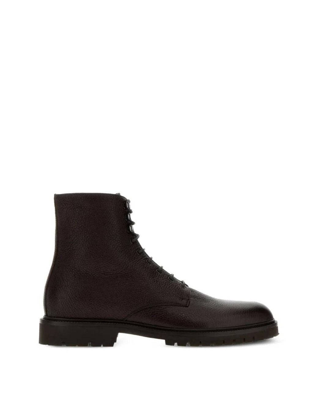 Brunello Cucinelli Black Leather Lace-Up Ankle Boots for men